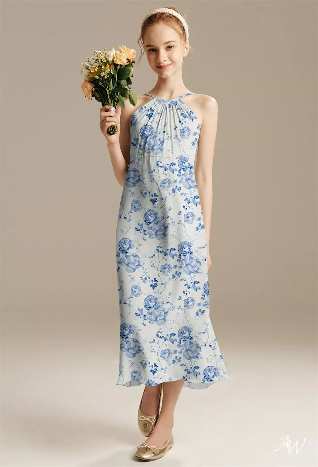 AW Poppy Blue Botanical Floral Bridesmaid Dresses | AW.Bridal