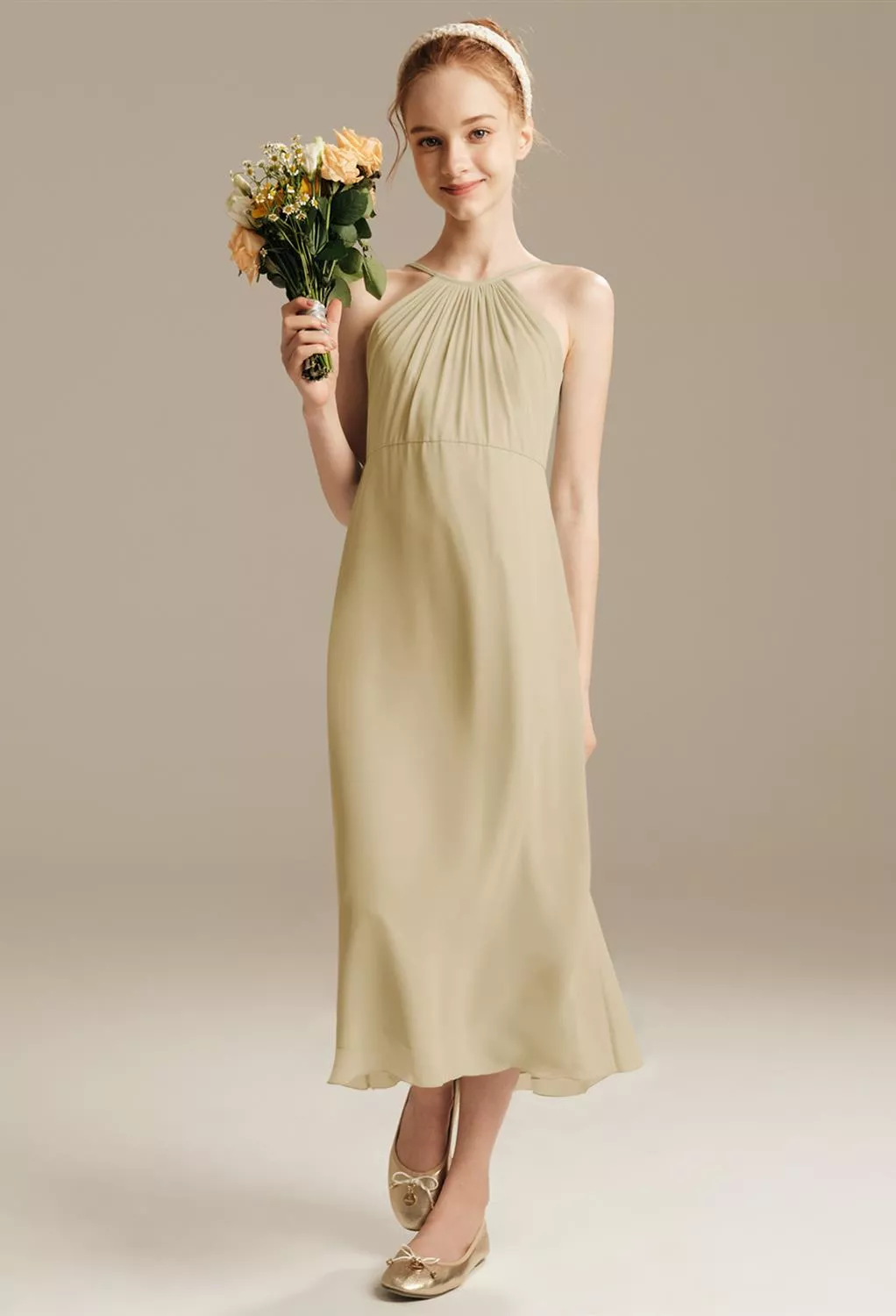Champagne, Nude Junior Bridesmaid Dresses | AW.Bridal