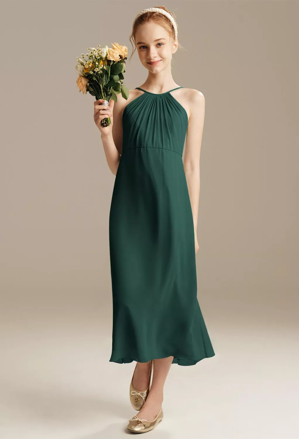 green emerald velvet dress Kids Formal Dress Junior Bridesmaid Dress BDJFGD028 main image 1