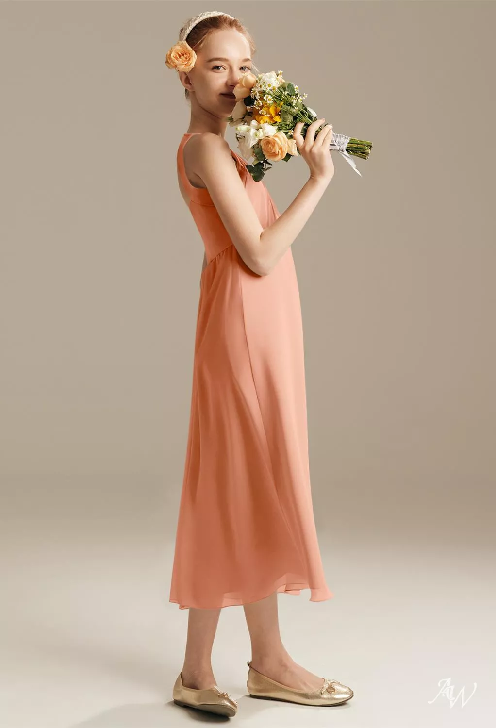 poppy bridesmaid dress BABARONI Illusion Neck Chiffon and Lace Long Dresses-Red Plus Size, Red / US18 main image 1