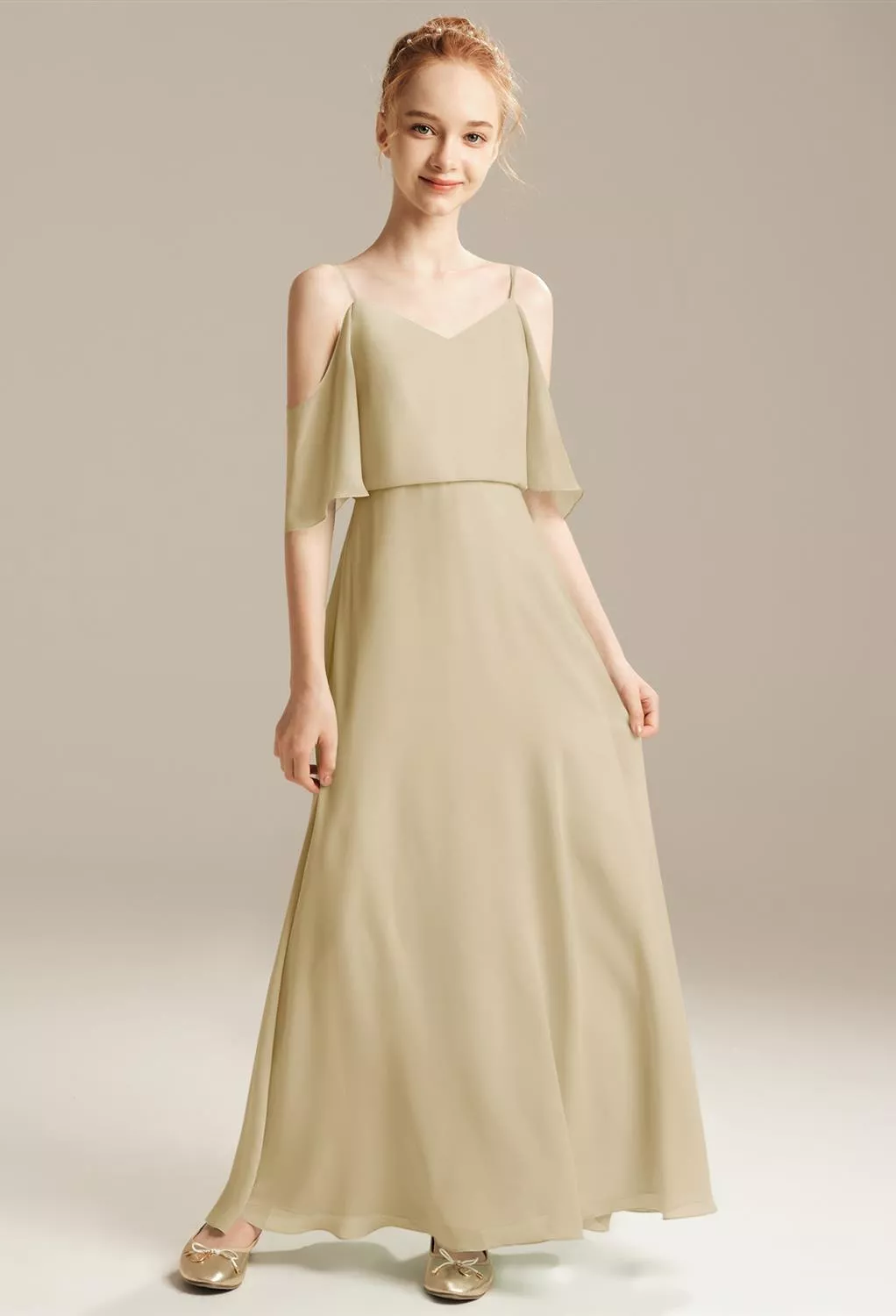 junior bridesmaid dresses champagne Neutral Champagne Bridesmaid Dress Matte Satin Size Large