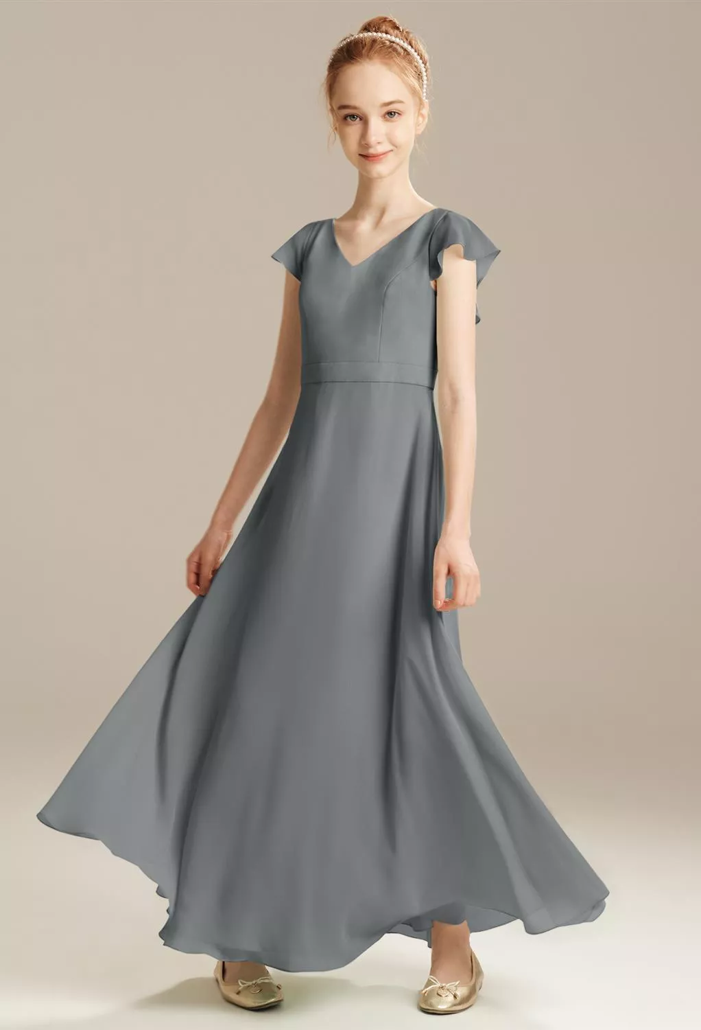gray junior bridesmaid dresses Dove Gray Bridesmaid Dress Chiffon Size Small