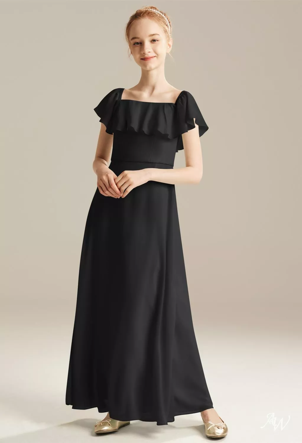 black bridesmaid dresses square neck Elegant Square Neck Black Long Bridesmaid Dress  FancyVestido