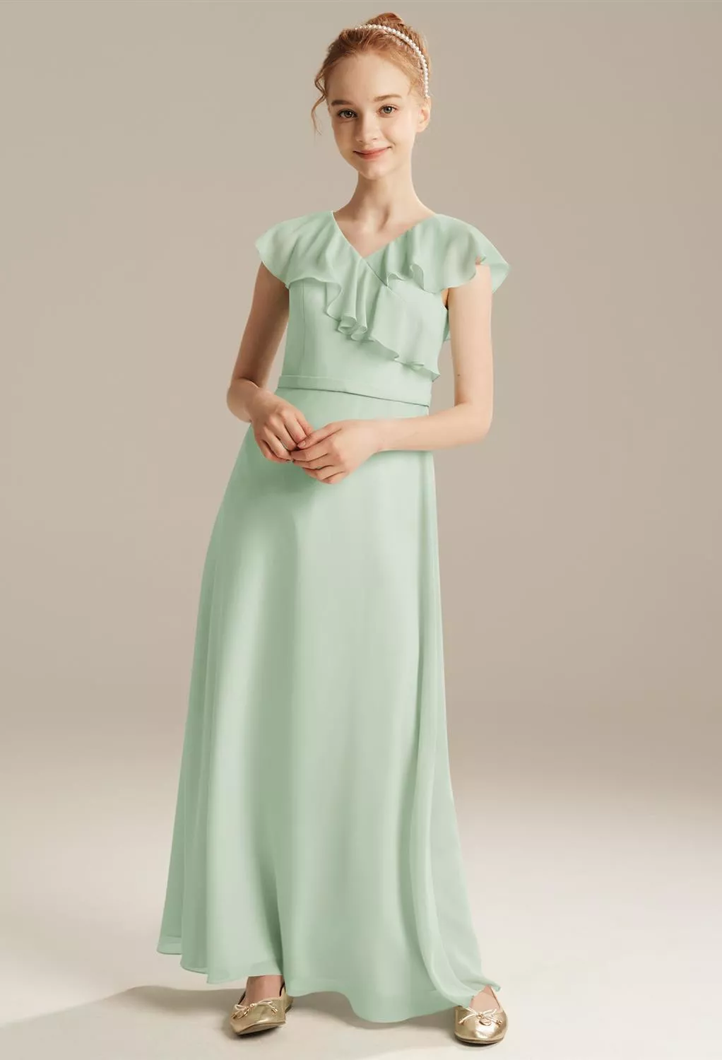 neon green sparkly dress BABARONI Off the Shoulder Bridesmaid Dresses for Juniors Lime Green, Lime Green / J4 main image 0