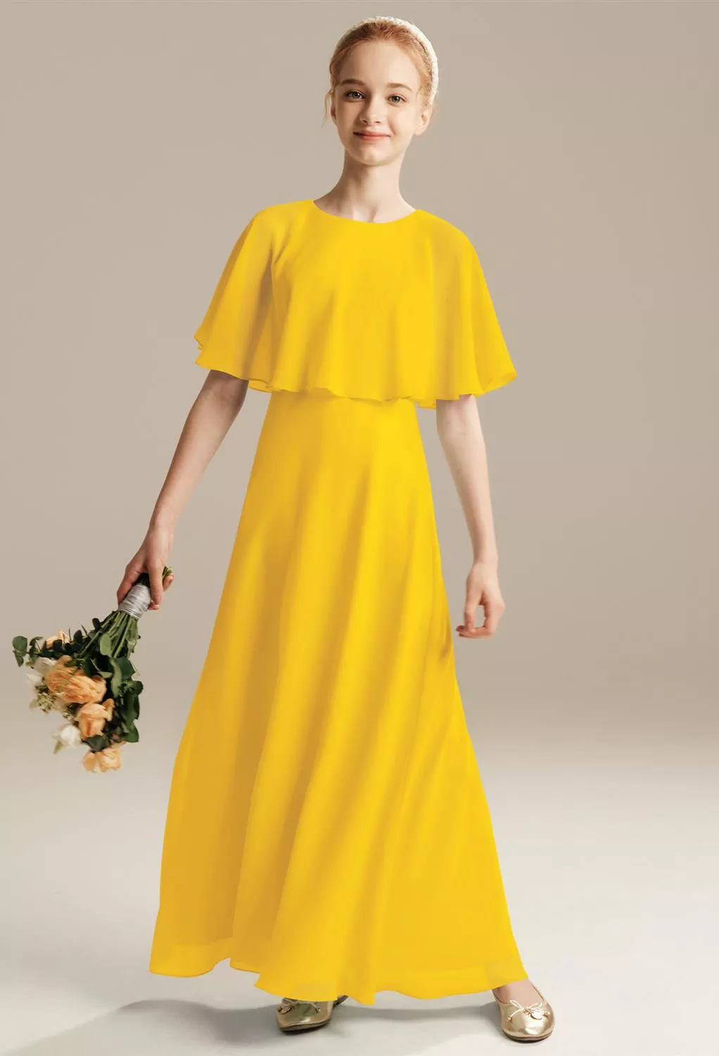 yellow junior bridesmaid dresses Mustard Color:White as Pictures Farm Rio Blue Banana 901 floor length from the