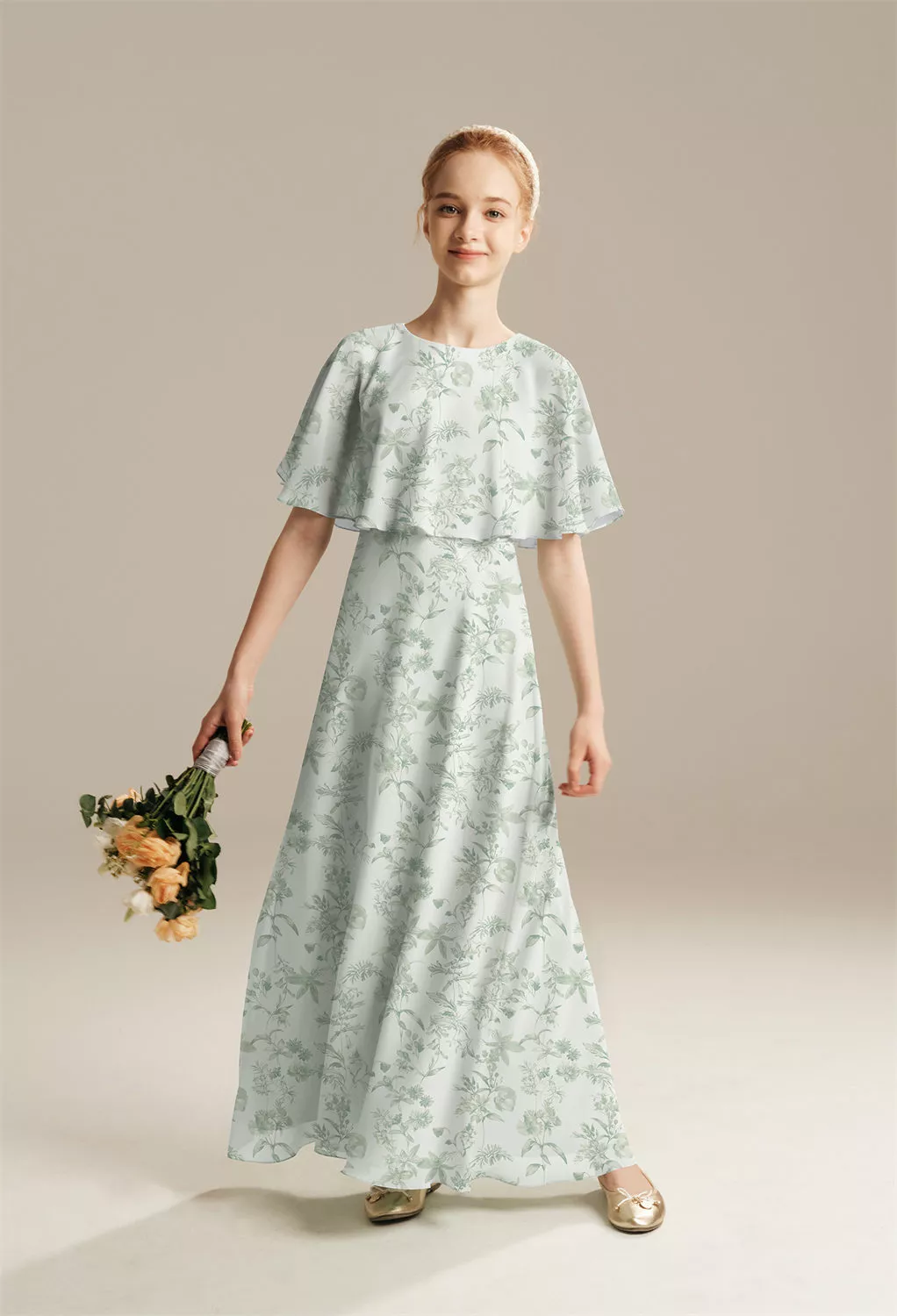 Verdant Wilds, Green Floral Junior Bridesmaid Dresses | AW.Bridal