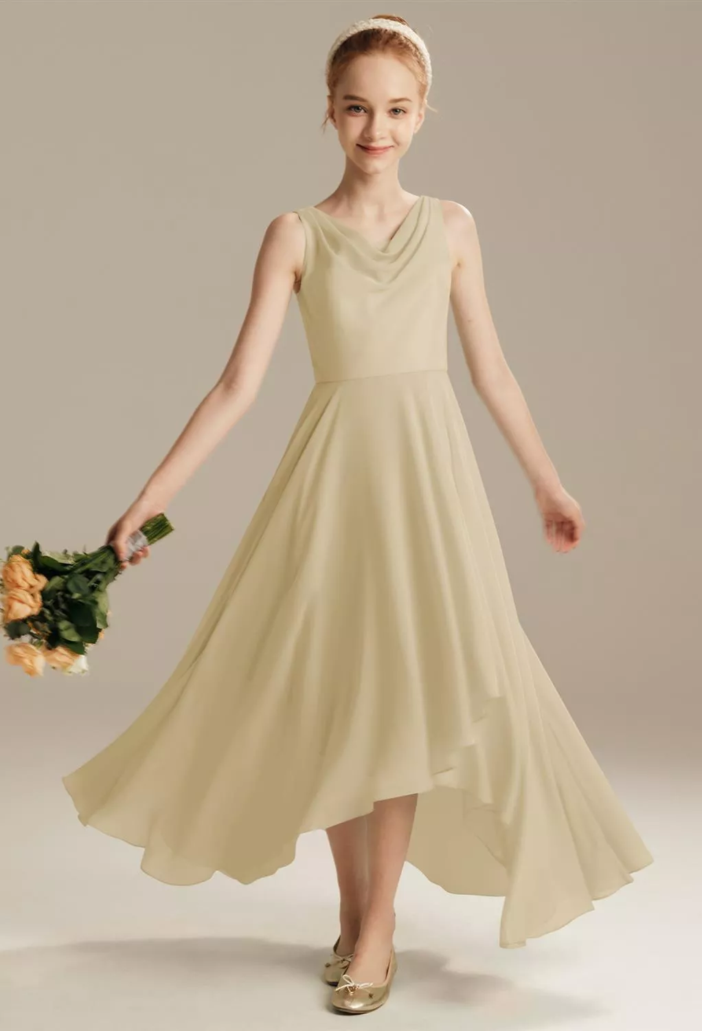 Champagne, Nude Junior Bridesmaid Dresses | AW.Bridal
