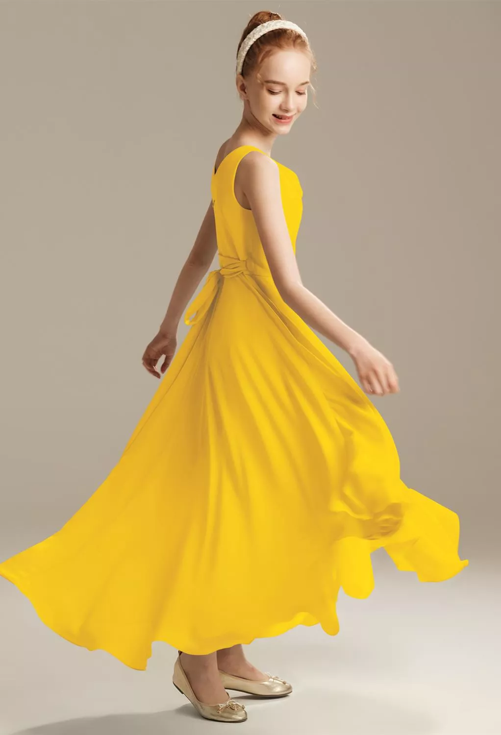 yellow jr bridesmaid dress Mustard Junior Dresses Final Clearance mermaid wedding dress train Size:6T --- Chest = 25 inches/ Waist = 24 inches/ Hollow to knee = 26.5 inches Wedding Guest Dresses