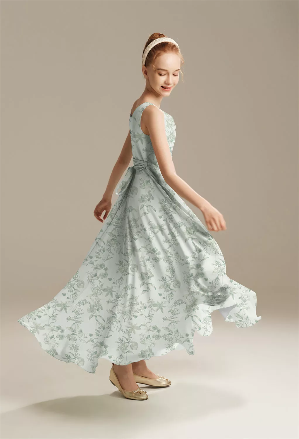 mint green jr bridesmaid dress Mint Blue Chiffon Long Sweetheart Beaded A-line Prom Dress , Cute Juni –  Cutedressy main image 1