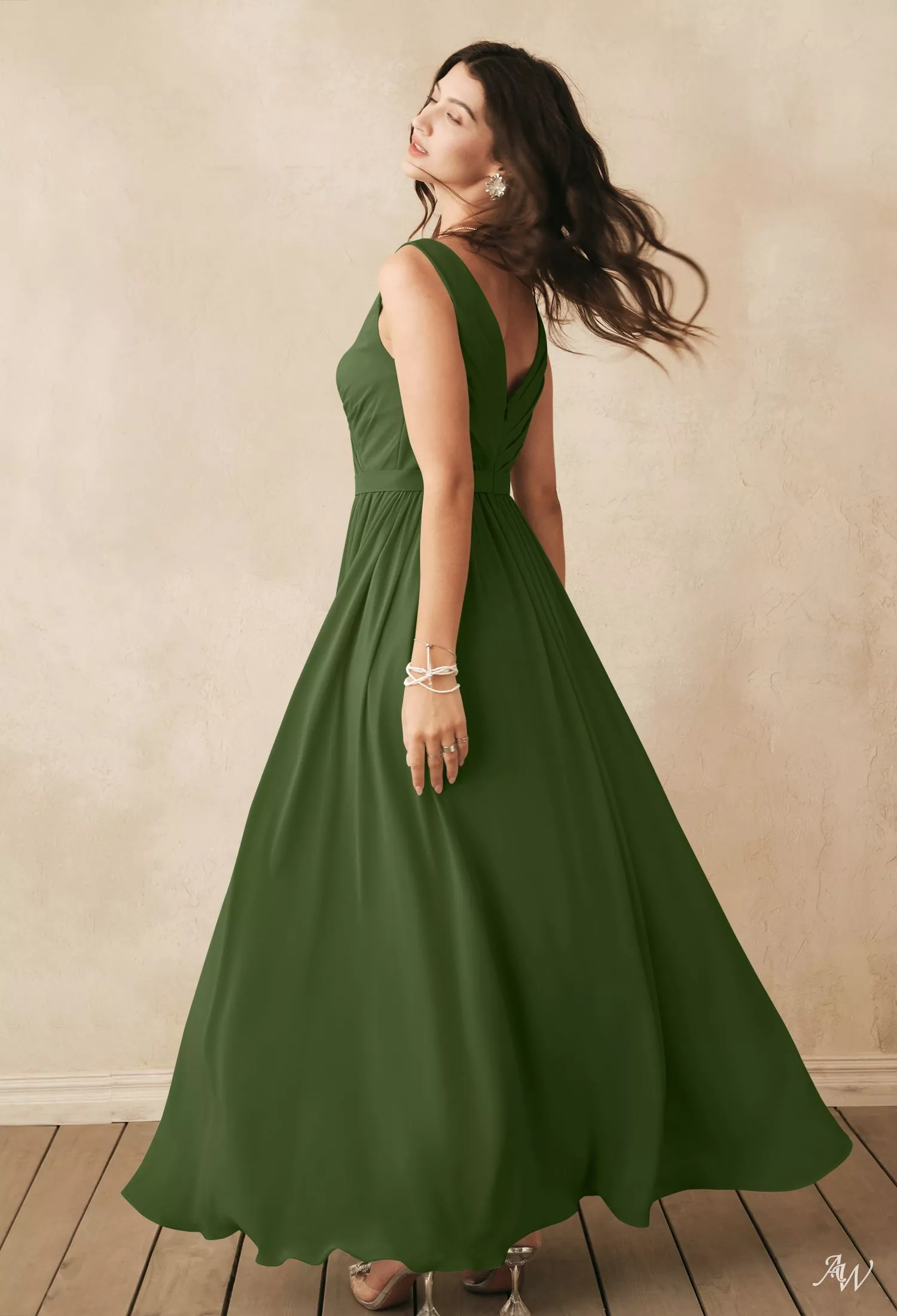 AW Gwyneth Green Olive Bridesmaid Dresses | AW.Bridal
