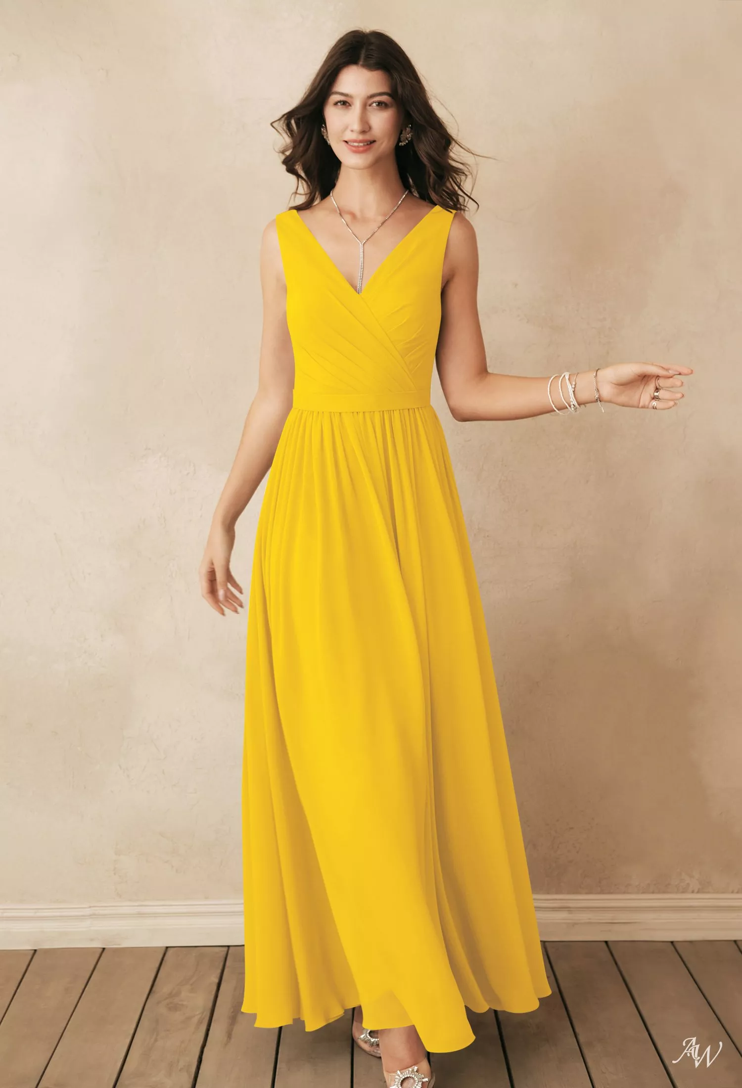 mustard a line dress AW.Bridal A-line V-Neck Floor Length Sleeveless Pleat Plus Size Dresses Yellow Plus Size 16 NO GARMENT FIT ID purple flower dress Zapaka Color:navy Short Sleeves