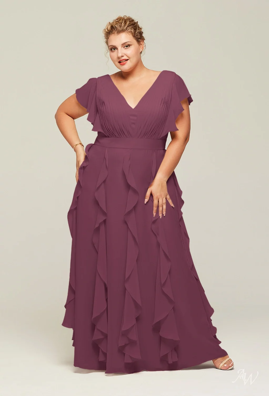 vinibelle bridesmaid dresses AW Vinnie Dress, Sage Green Chiffon Floor Length V-Neck DESTINATION Beach cover up, Indian Size:Youth's 5 Wide Back Details