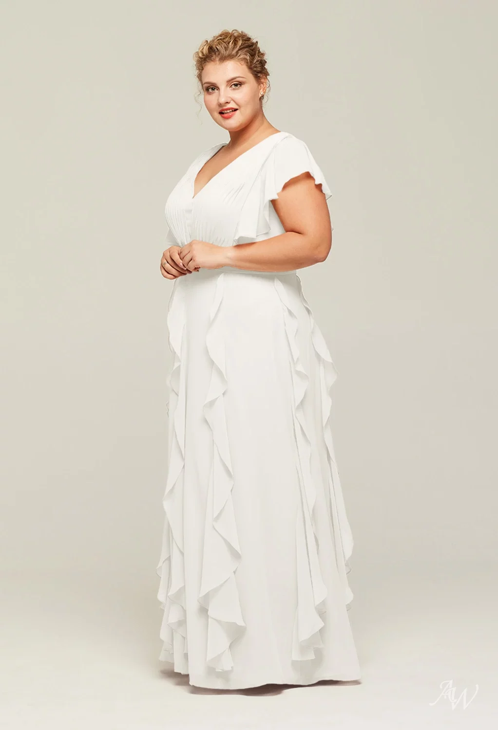 ivory bridesmaid dresses plus size Cicinia Plus Size Emulation Silk Bridesmaid Dresses with Sleeves, Pearl_Pink main image 0