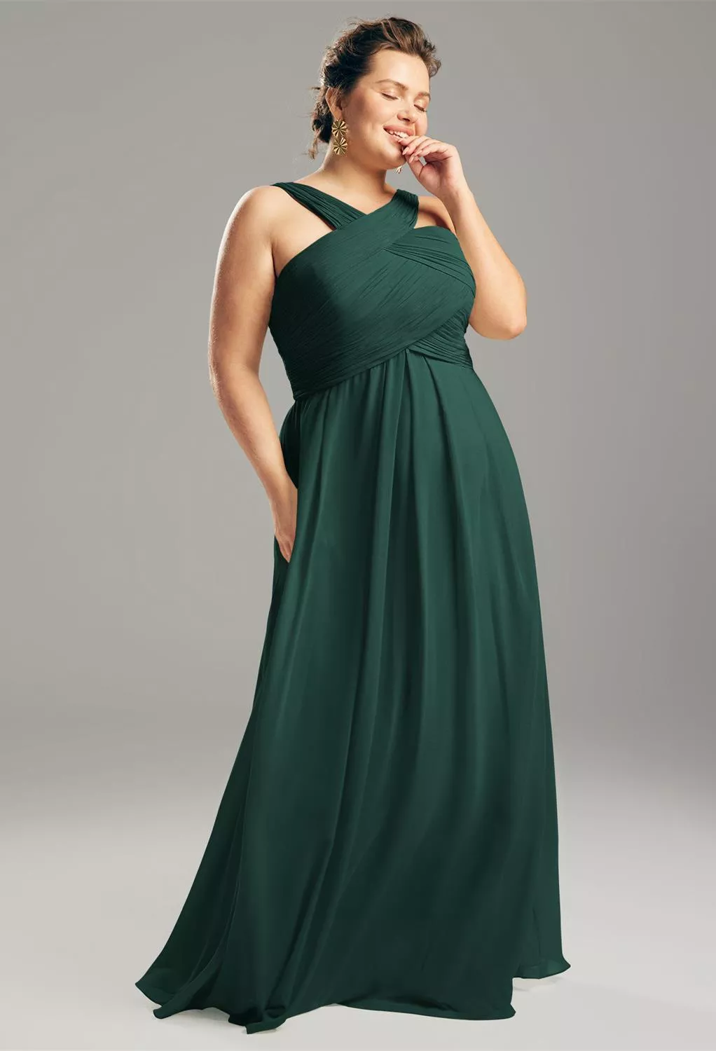 emerald green maternity bridesmaid dress Azazie A-Line/Princess V-Neck Floor-Length Stretch Satin Maternity Bridesmaid Dresses