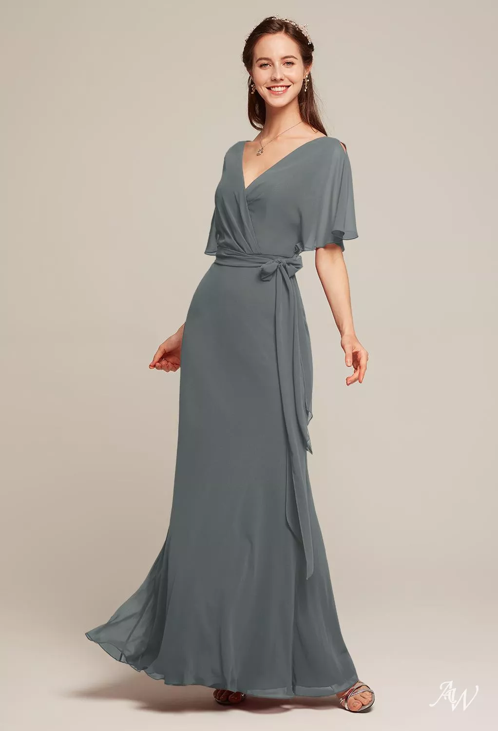 AW Rosina Steel Gray Bridesmaid Dresses | AW.Bridal