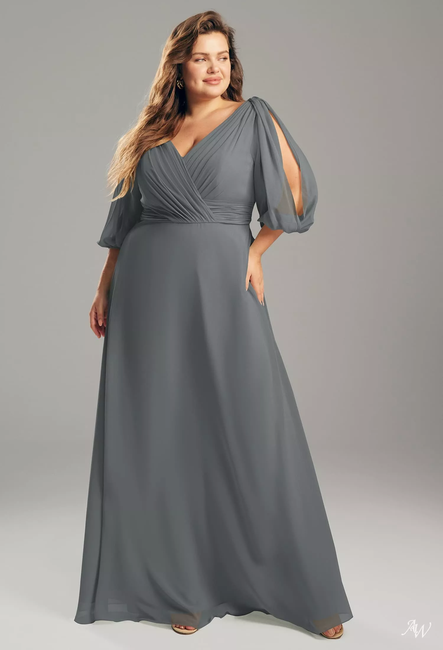 grey plus size bridesmaid dresses AW.Bridal A-line V-Neck Floor Length Puff Sleeves Dress Steel Gray Size 8 Shirt Size:16.5 x 34-35 Sleeveless;Embellishment 30D NEW TWO PAIRS MENS