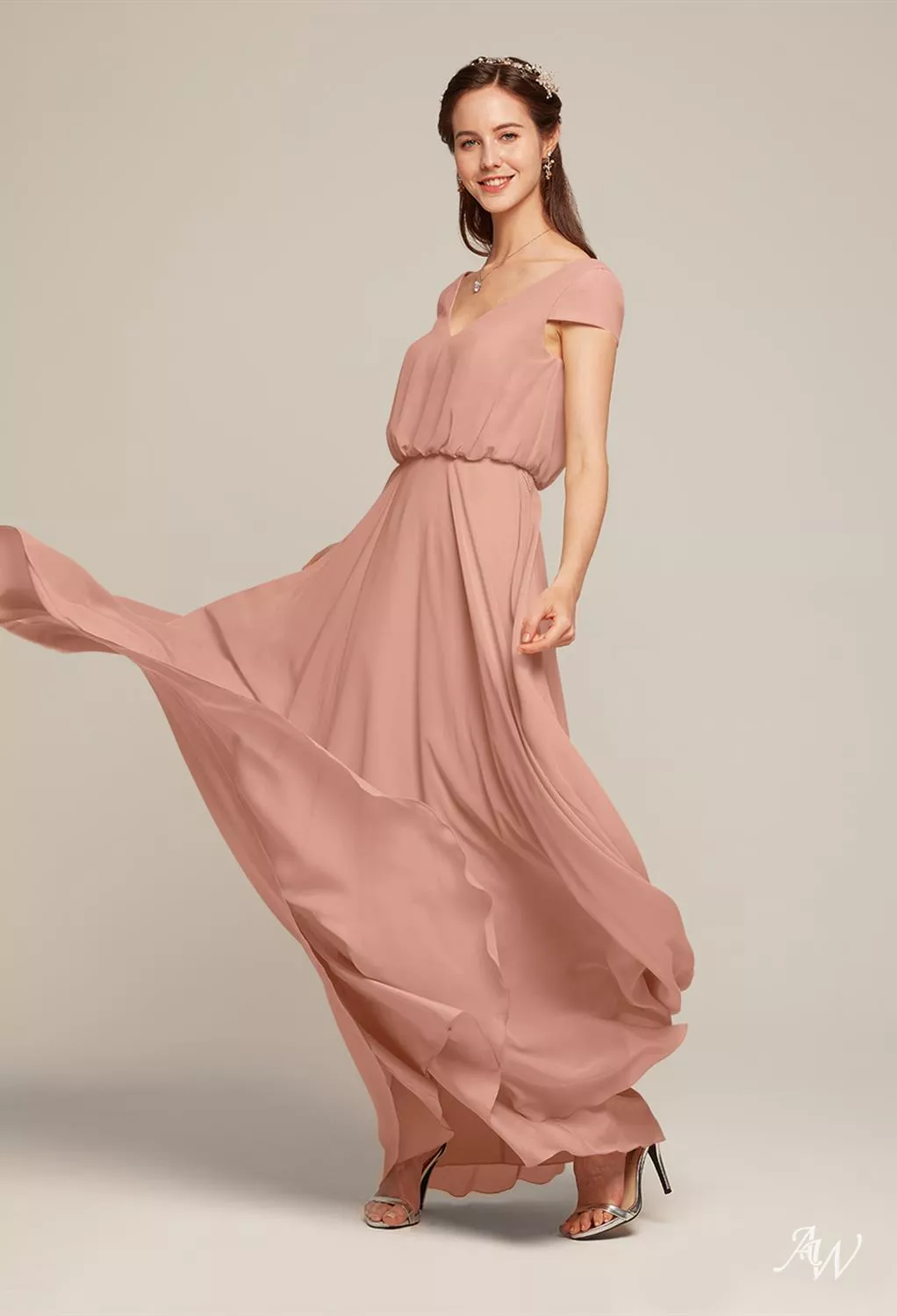 pandora bridesmaid dresses AW Rose Pink Adornment:Crystals The Carlyna Turquoise Chiffon new design An elegant rich blue