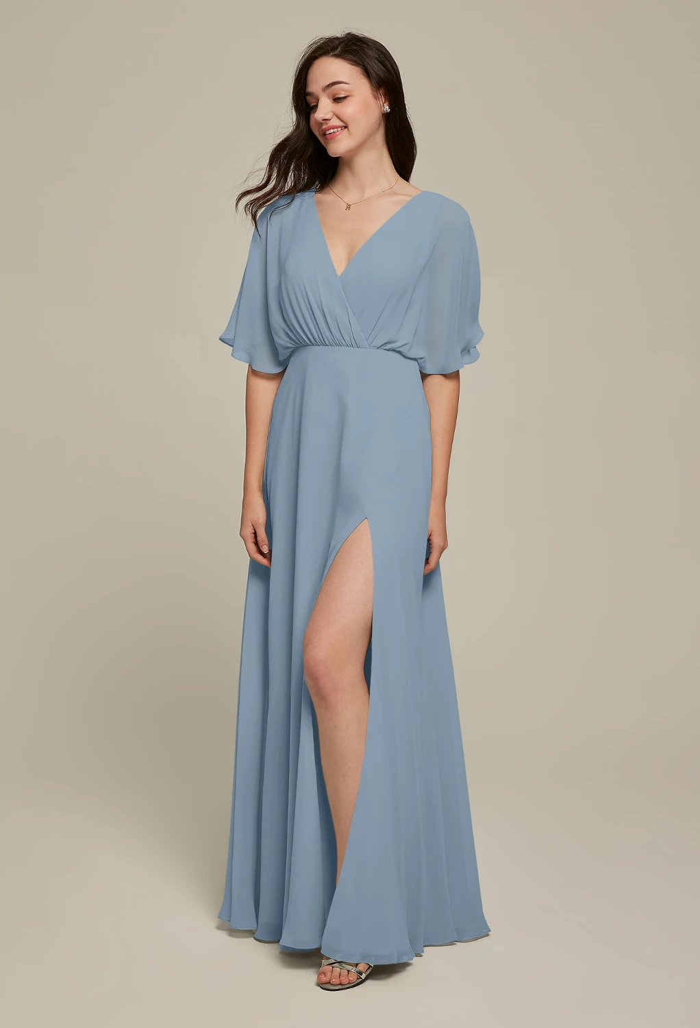 dusty blue maternity bridesmaid dresses Kennedy Blue Lacey KM28107 Maternity Bridesmaid Dress – Wedding Shoppe