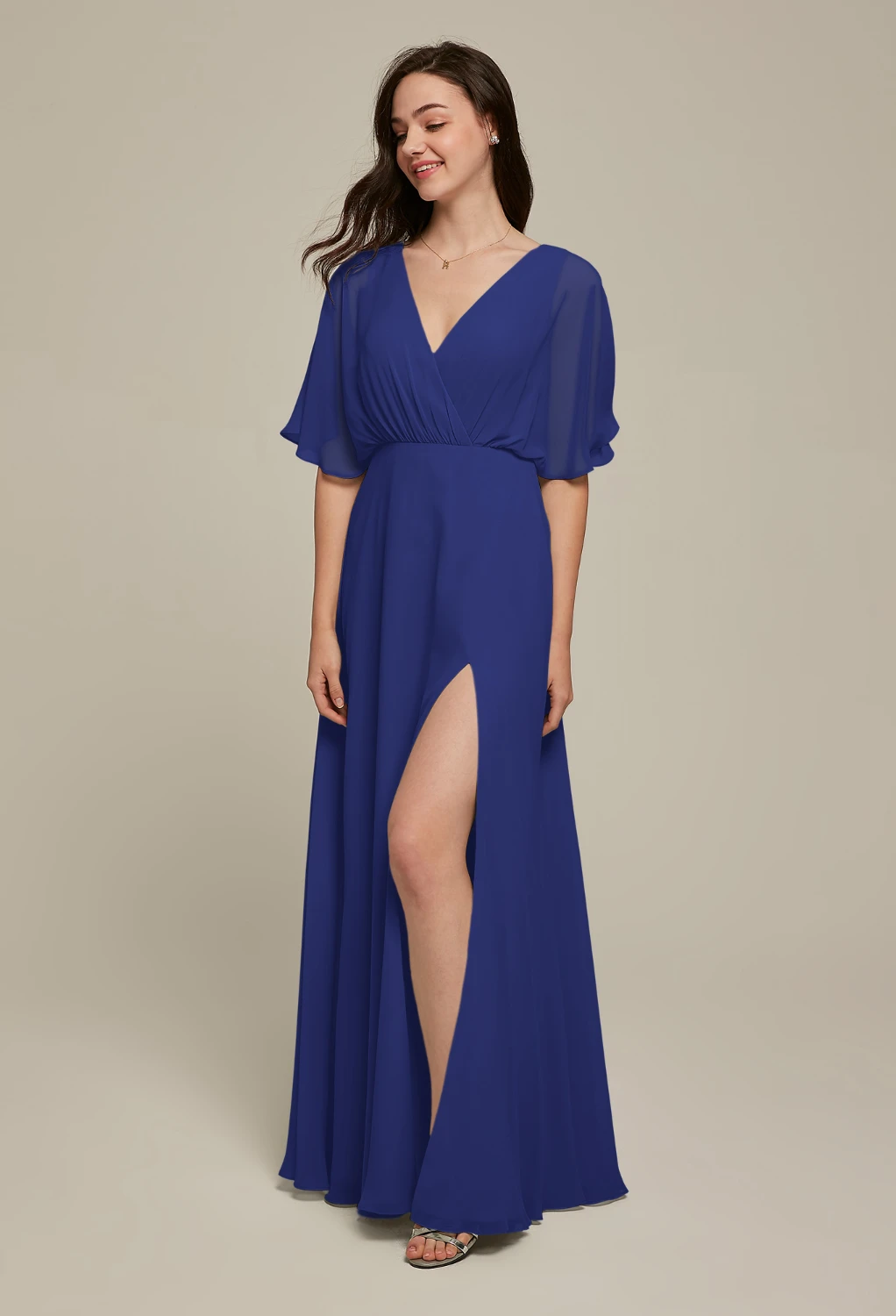knee length dresses for ladies Royal Blue Off Shoulder Ruched Long Sleeve Maternity Midi Dress – The  Prissy Pelican main image 1