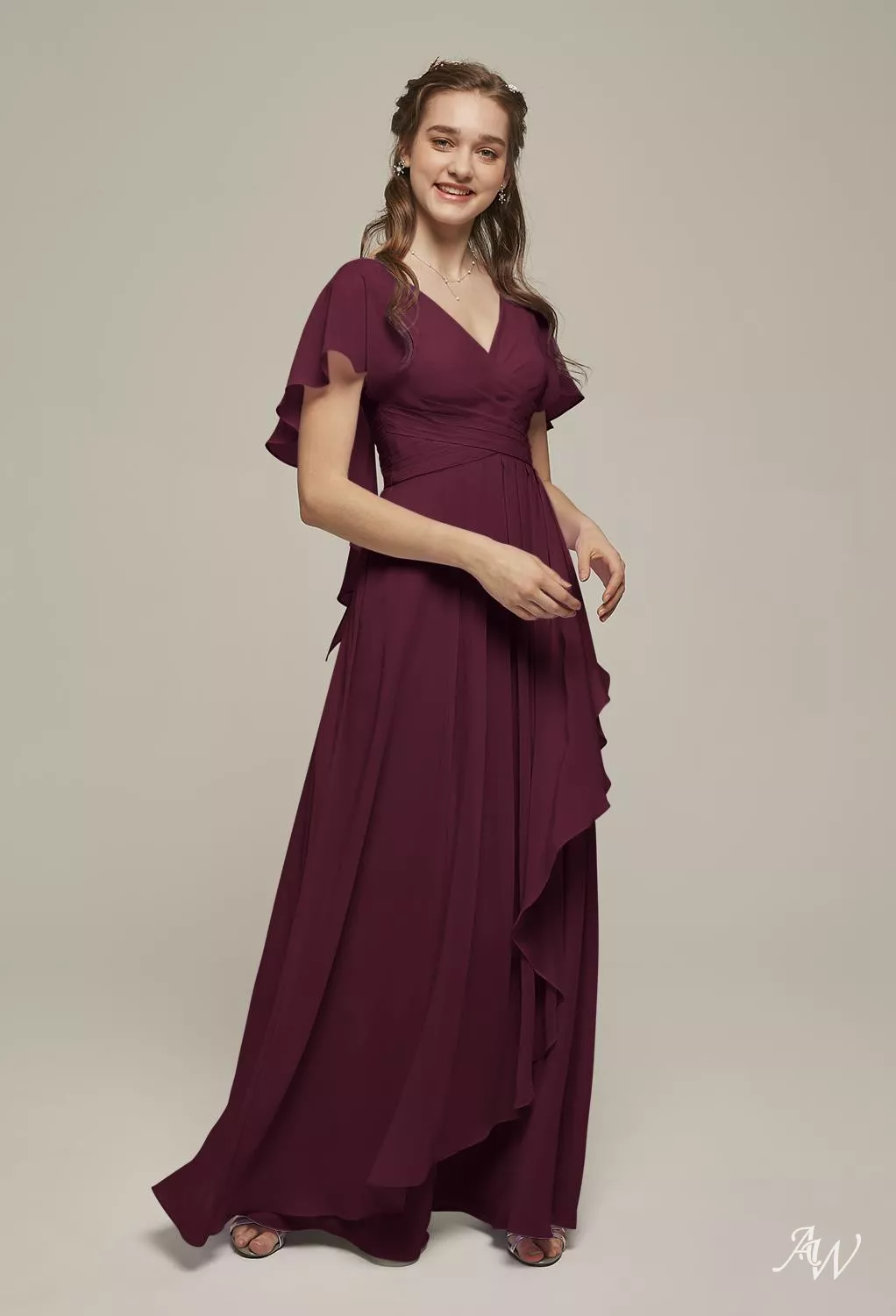 david's bridal ballet bridesmaid dress Midi Wedding-Guest Dress with Shoulder Ties– PromGirl main image 0