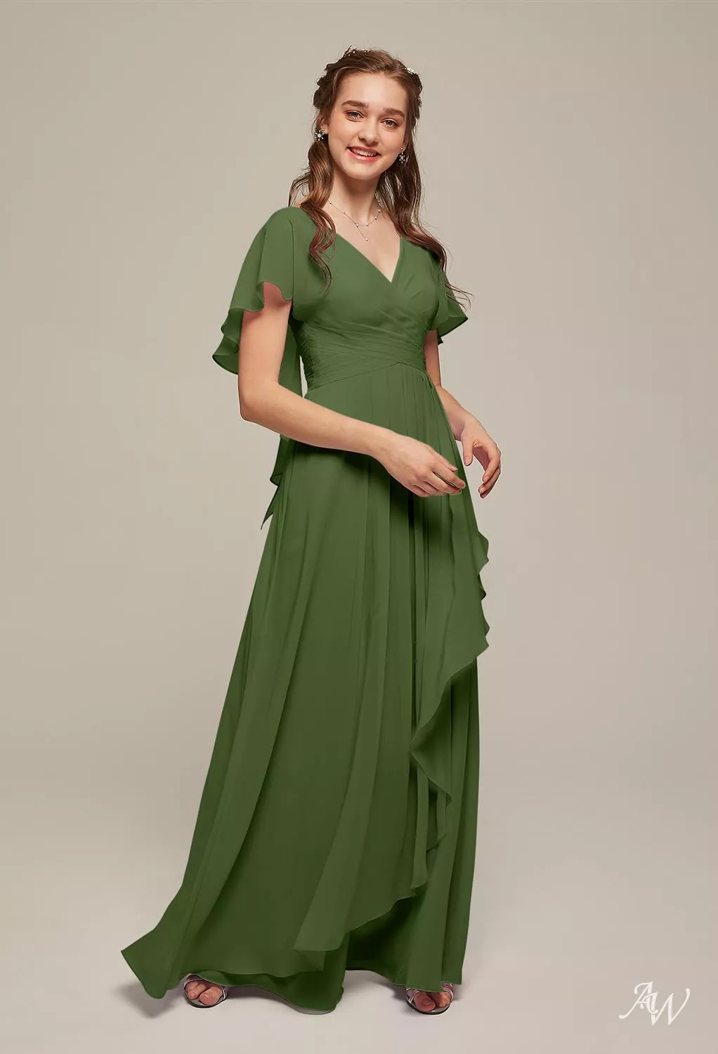 AW Clarice Green Olive Bridesmaid Dresses | AW.Bridal