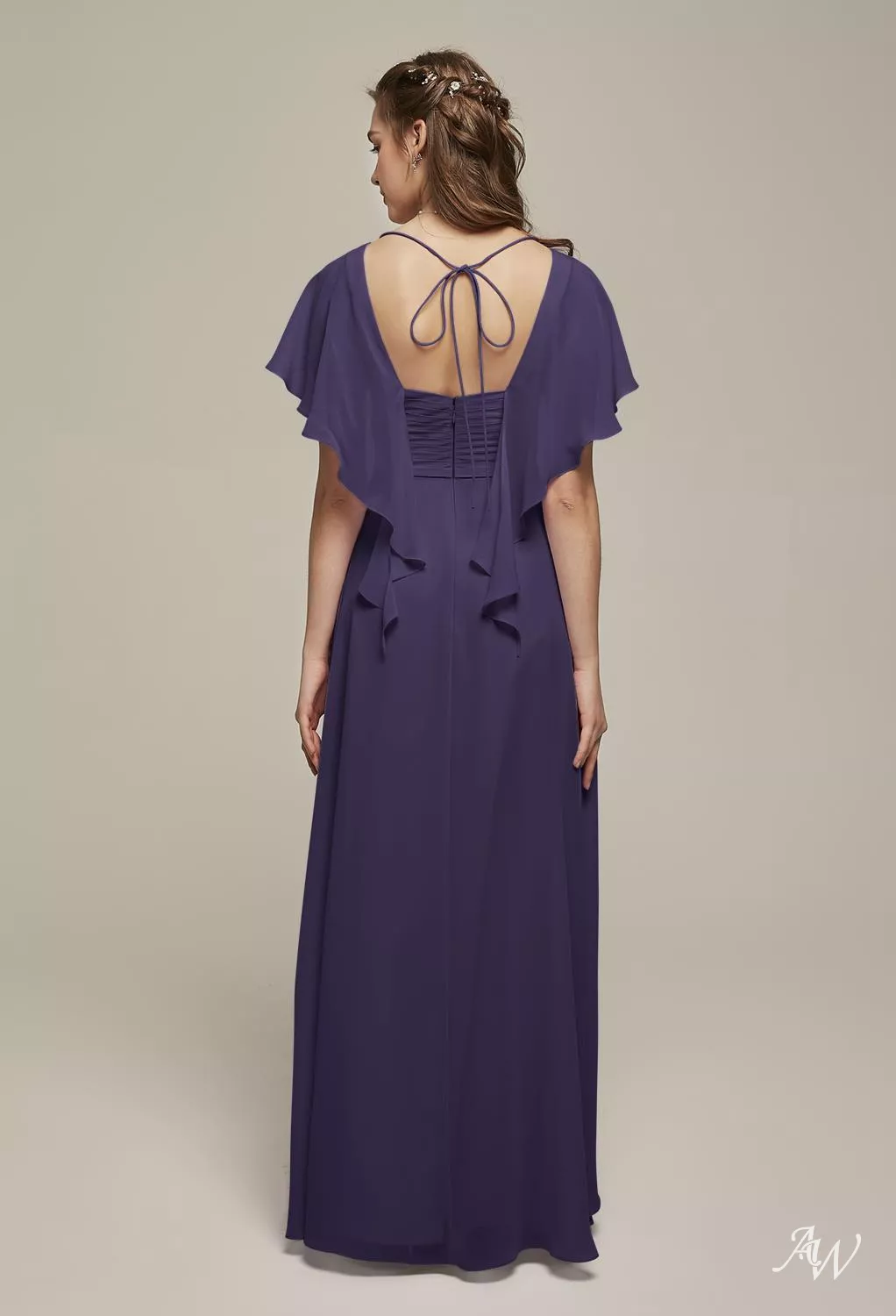 regency purple bridesmaid dress AW Clarice Dresses made with flowy chiffon 26REMAR It'S My Birthday Graphic Style:ES01886MG