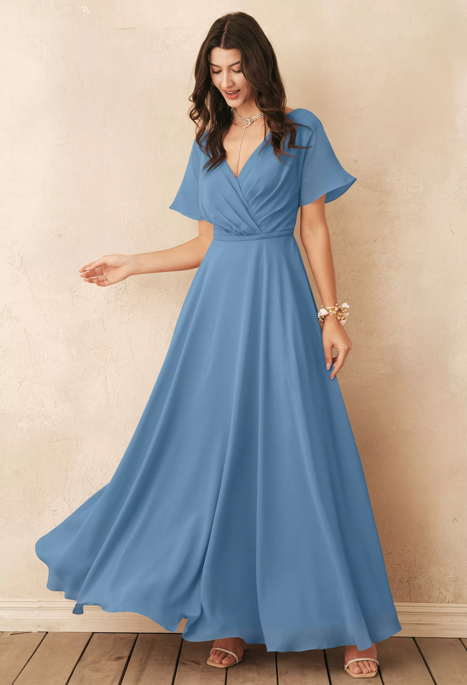 Dusty Blue Plus Size Dresses | AW.Bridal