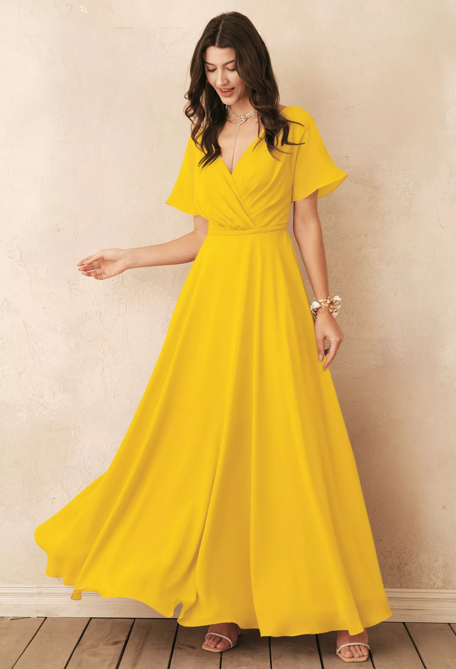 Mustard Yellow Plus Size Dresses | AW.Bridal