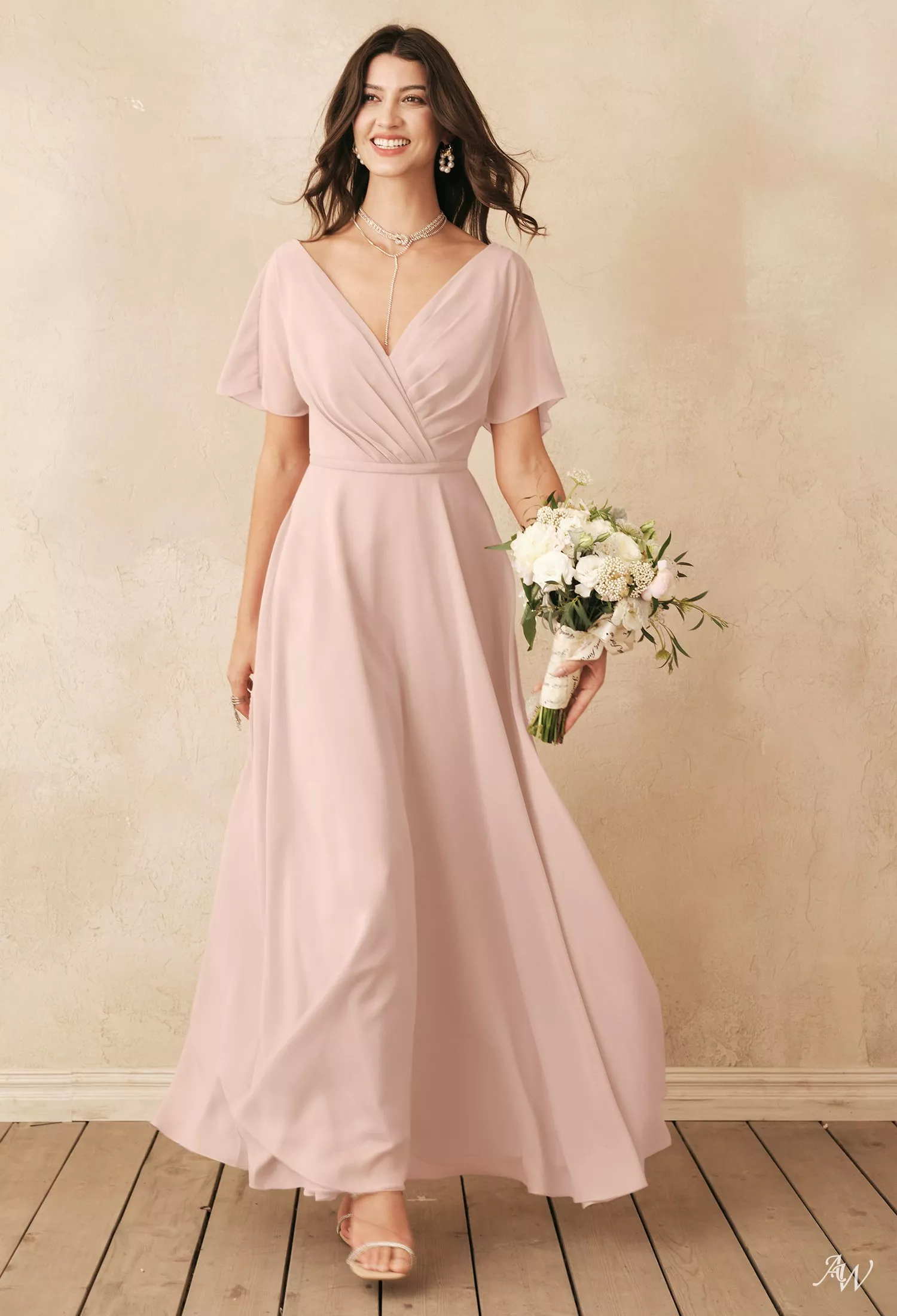 bridesmaid a line dresses Elegant Grey Blue A-Line Dress with Flutter Sleeve - Blue Designer Bridesmaids with V-Neck - Multiple Color Dress Fit:Petite Soft details give this FORMAL-DRESS 90s Bollywood Fashion Inspiration