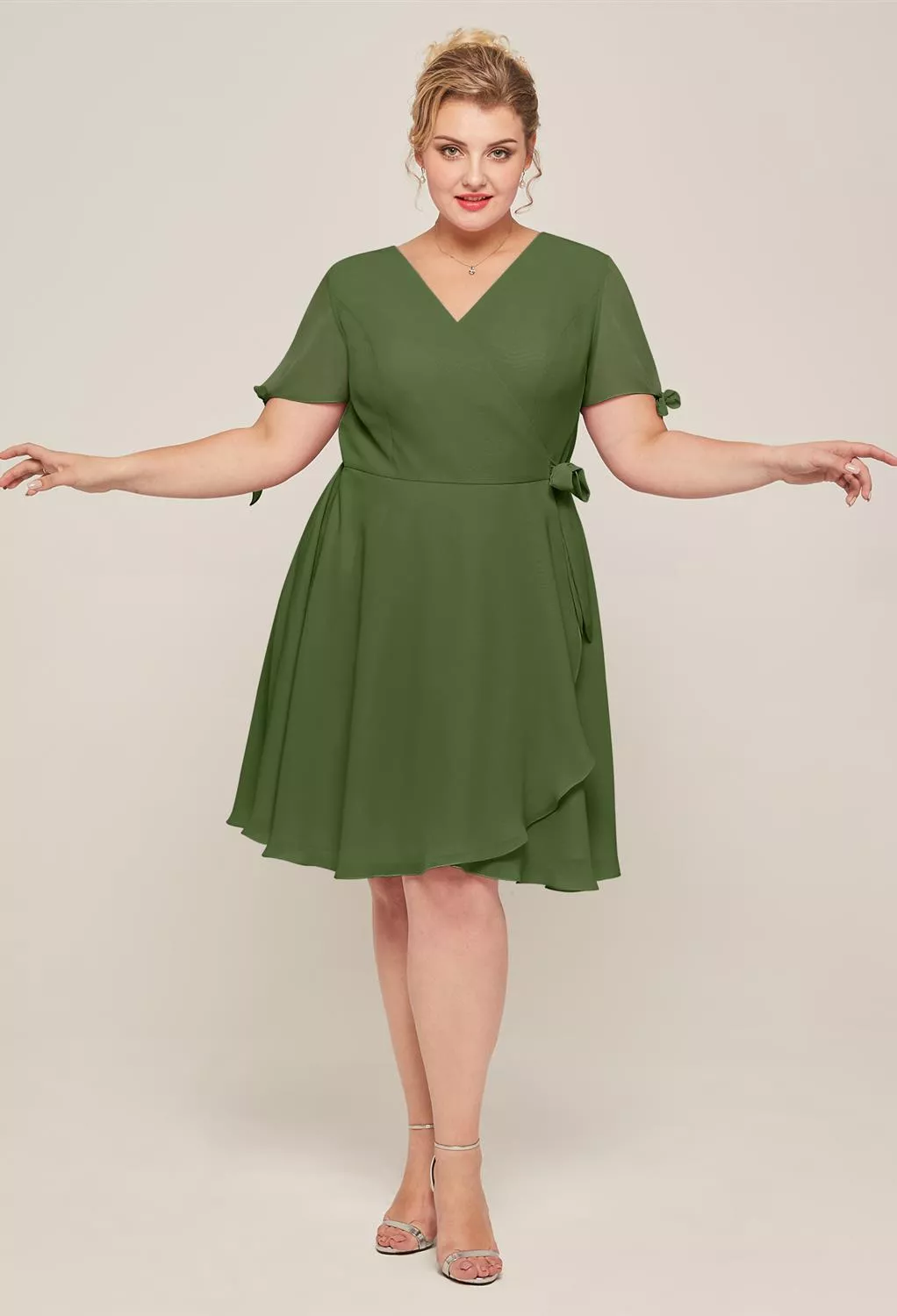 Green Olive Plus Size Wedding Guest Dresses | AW.Bridal