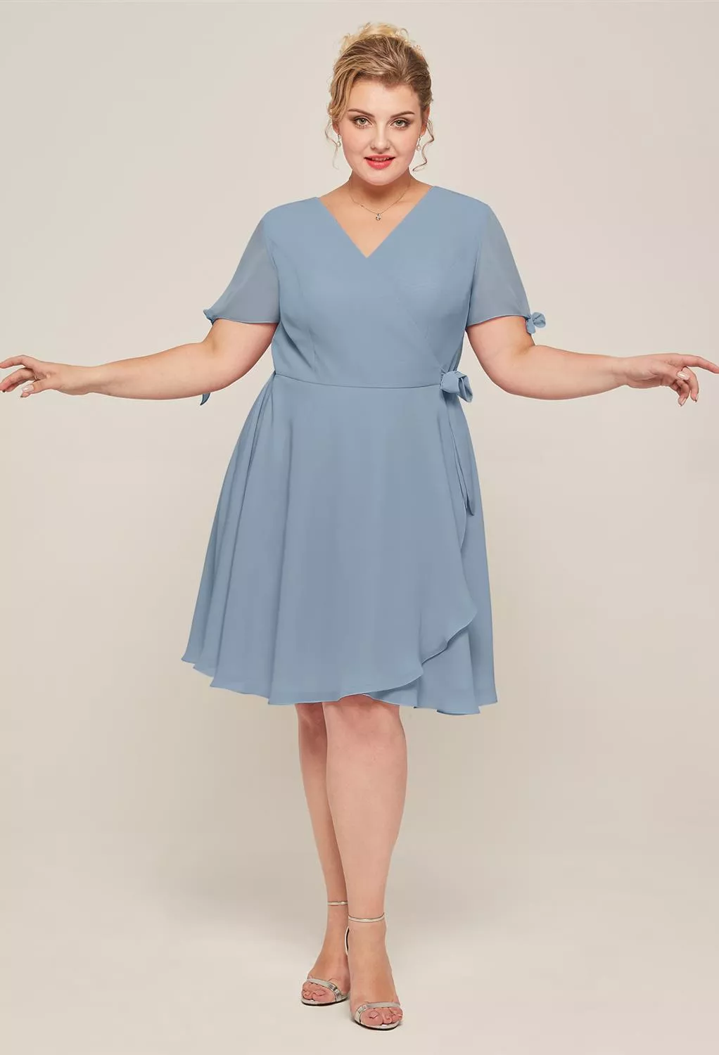 Light Dusty Blue Short Bridesmaid Dresses | AW.Bridal