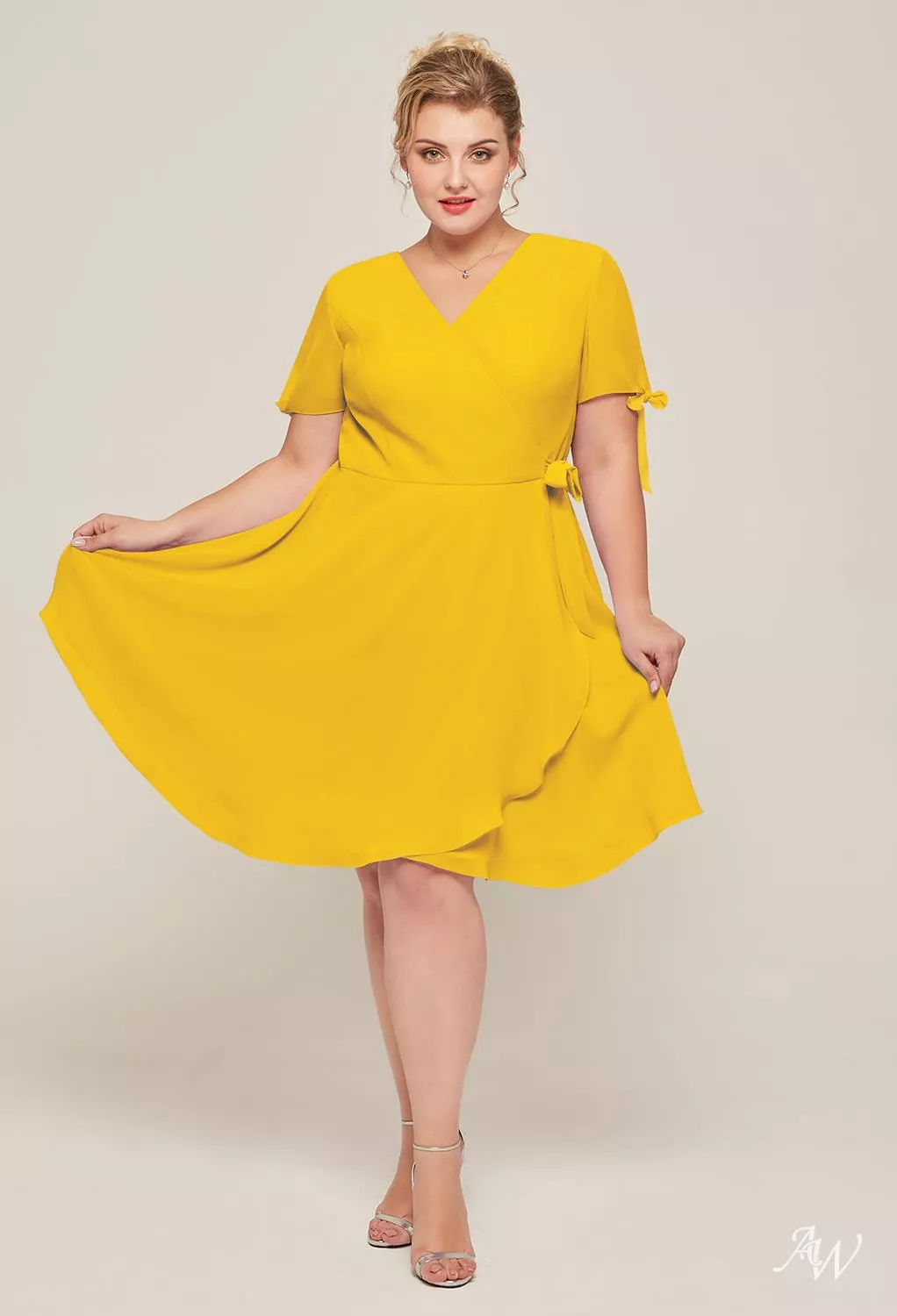 blue dress for baby girl A-line Chiffon Floor-Length Mustard Yellow Bridesmaid Dresses – FancyVestido main image 0