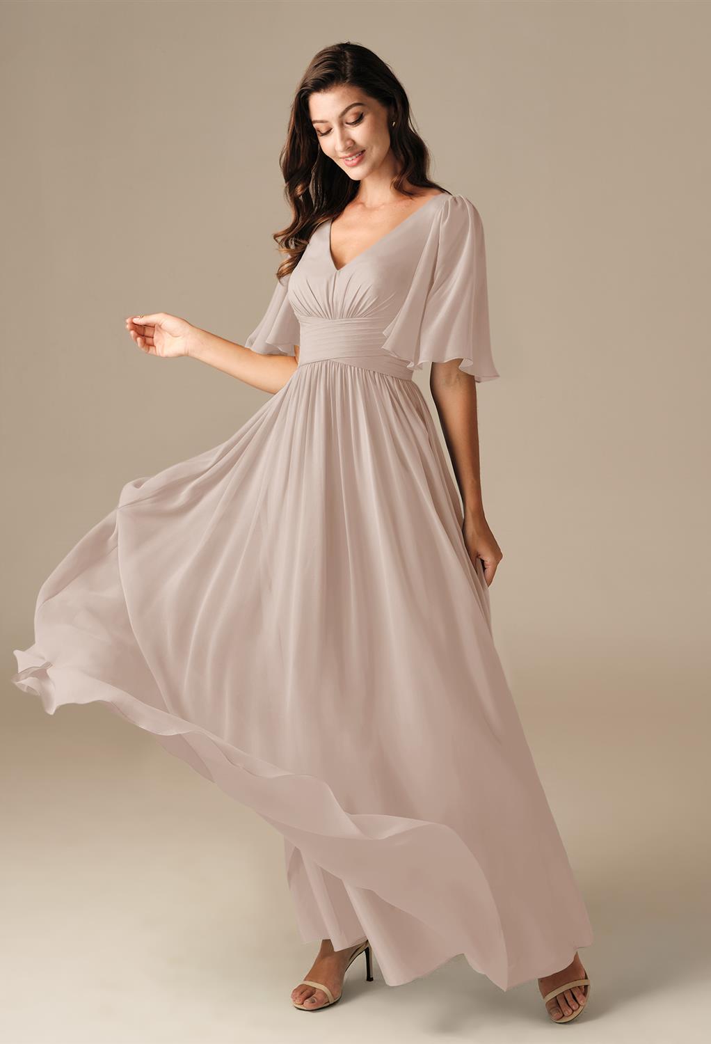 Ruffled A-line bridesmaid dress
