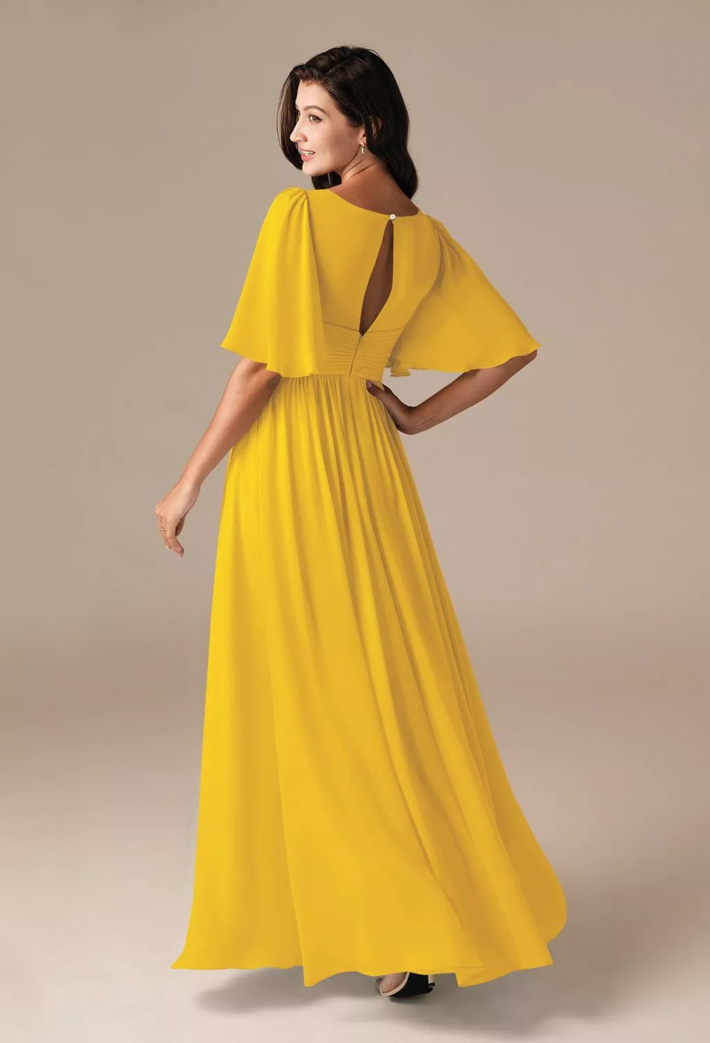 dusty yellow bridesmaid dresses Martini Habotai Silk Dress in Blue main image 0