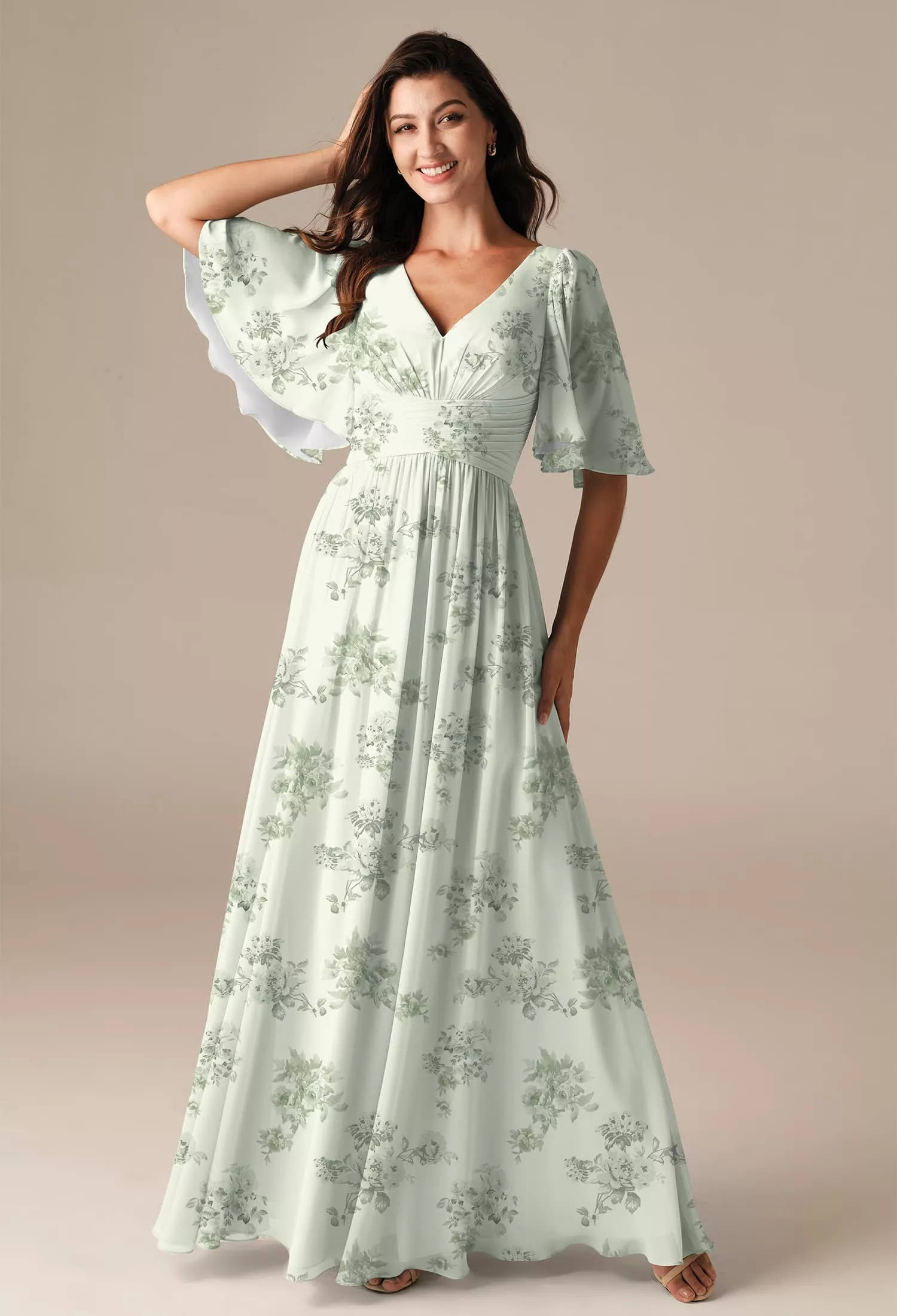 Pistachio Green Penoy, Green Floral Floral Bridesmaid Dresses | AW 