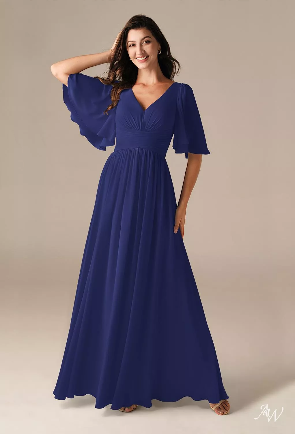 royal blue bridesmaid dress with sleeves KissProm