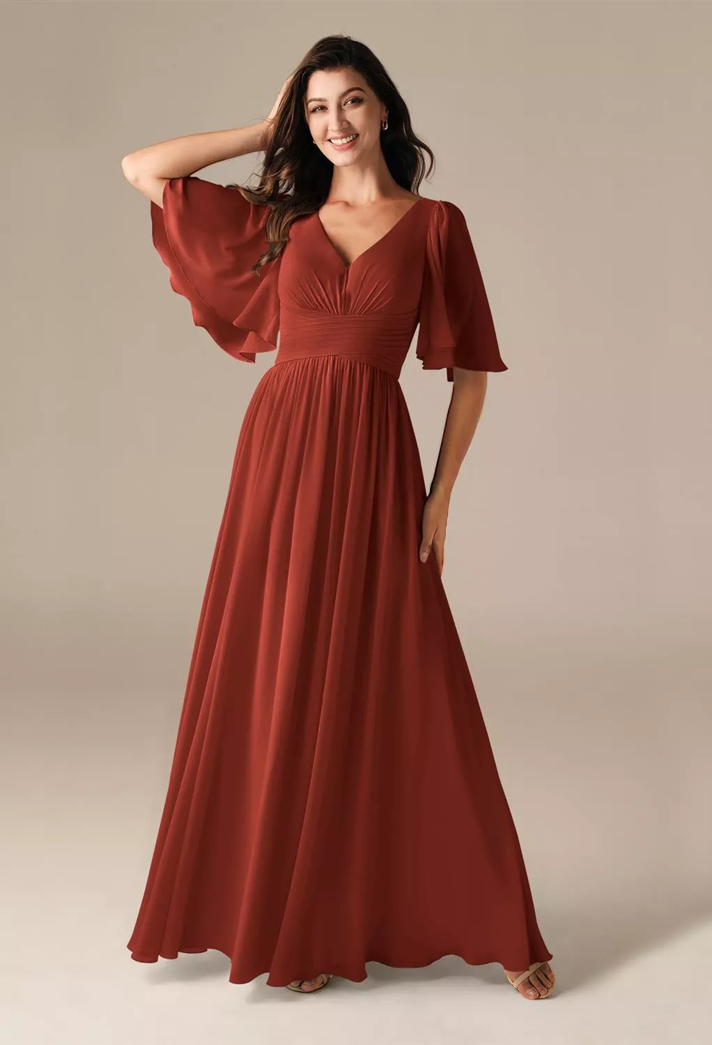 Rust Floral Bridesmaid Dresses | AW.Bridal