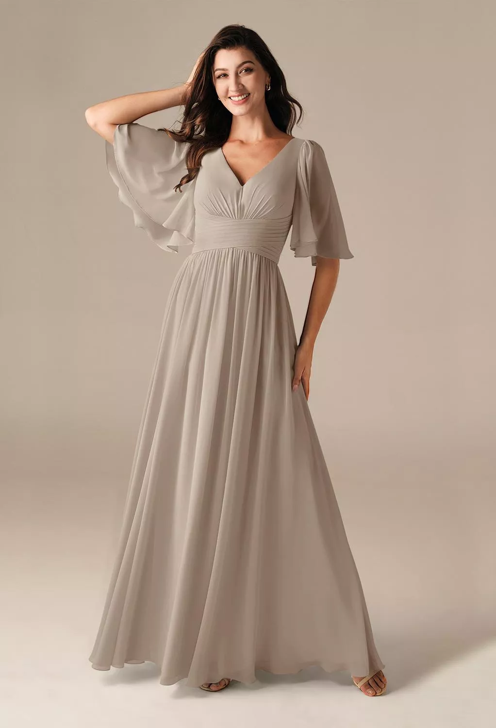 india hicks bridesmaid dress V-neckline Mauve Bridesmaid Dress Long Tulle Skirt  loveangeldress
