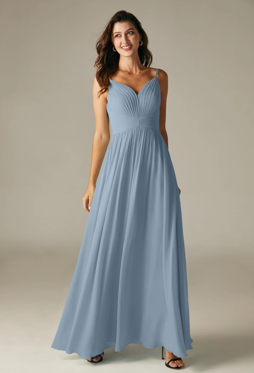 AW Maribel Dress, Blue Botanical Floral Chiffon Tea Length Cowl ...