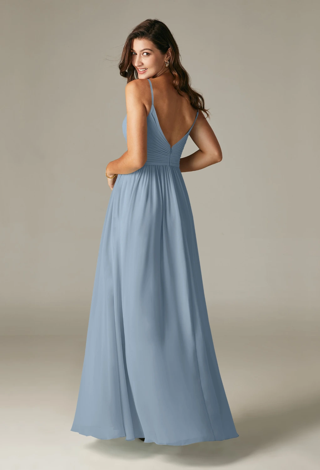 AW Maribel Dress, Blue Botanical Floral Chiffon Tea Length Cowl ...