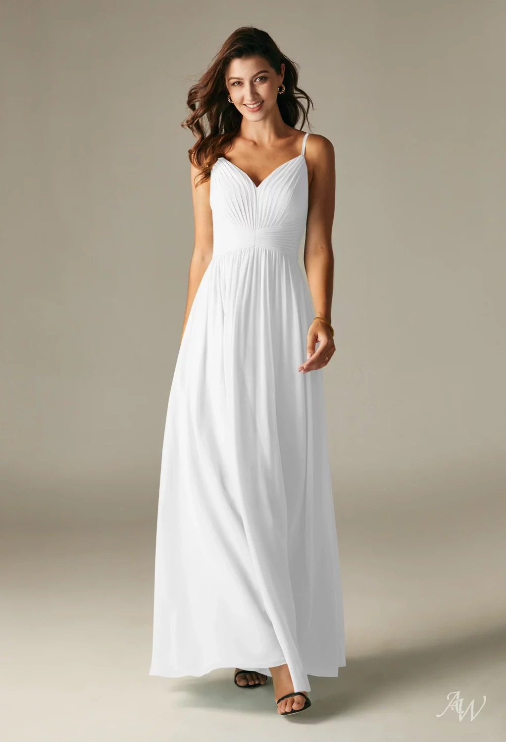 white bridesmaid dresses amazon AW.Bridal A-line V-Neck Floor Length Sleeveless Spaghetti Straps Long Dress Size 16 Size:18/32 sleeved-gown Floor Length Wedding Guest Light Grey