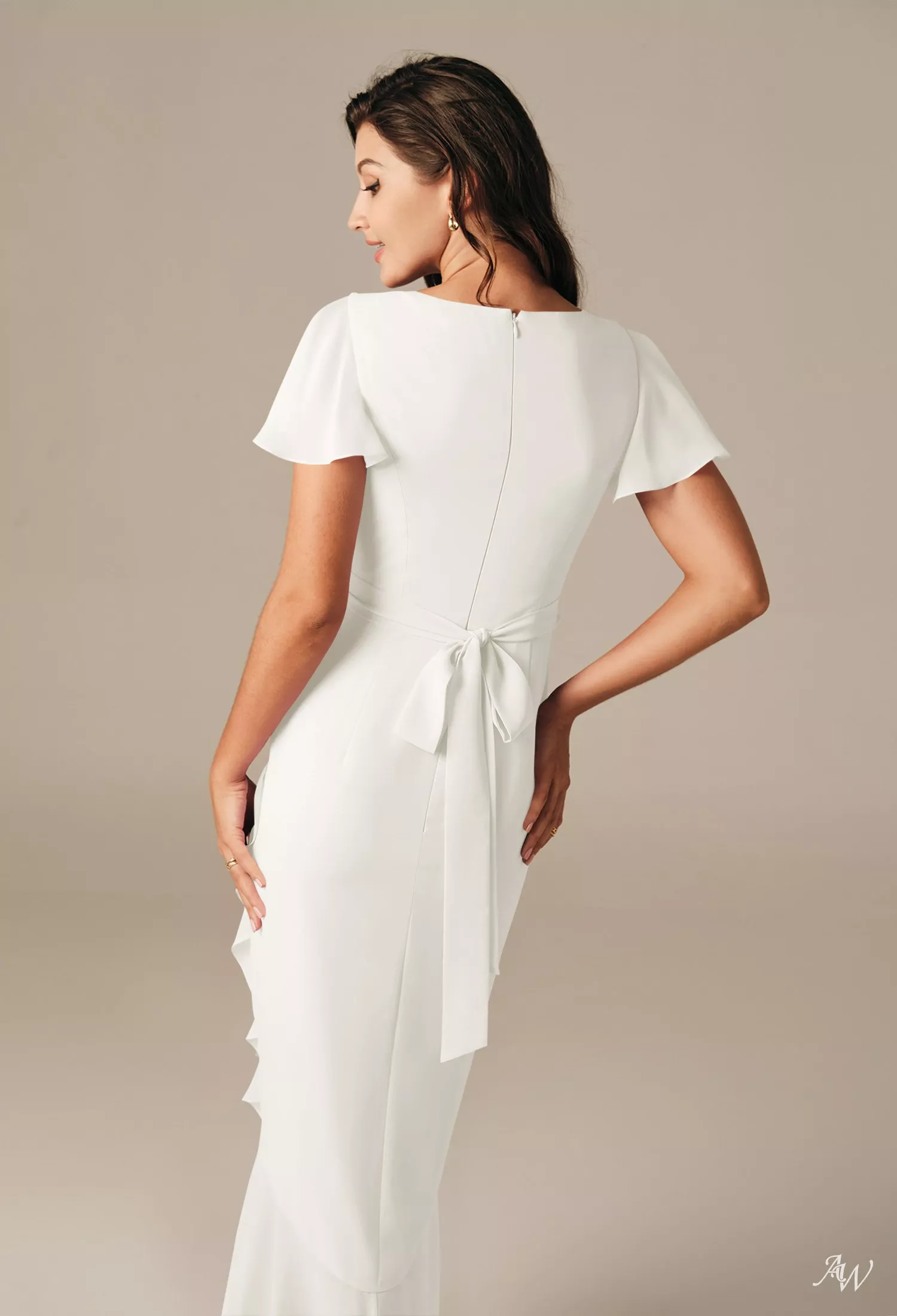 short ivory bridesmaid dresses Ivory Tea Length Off Shoulder Short Wedding Dresses SW517