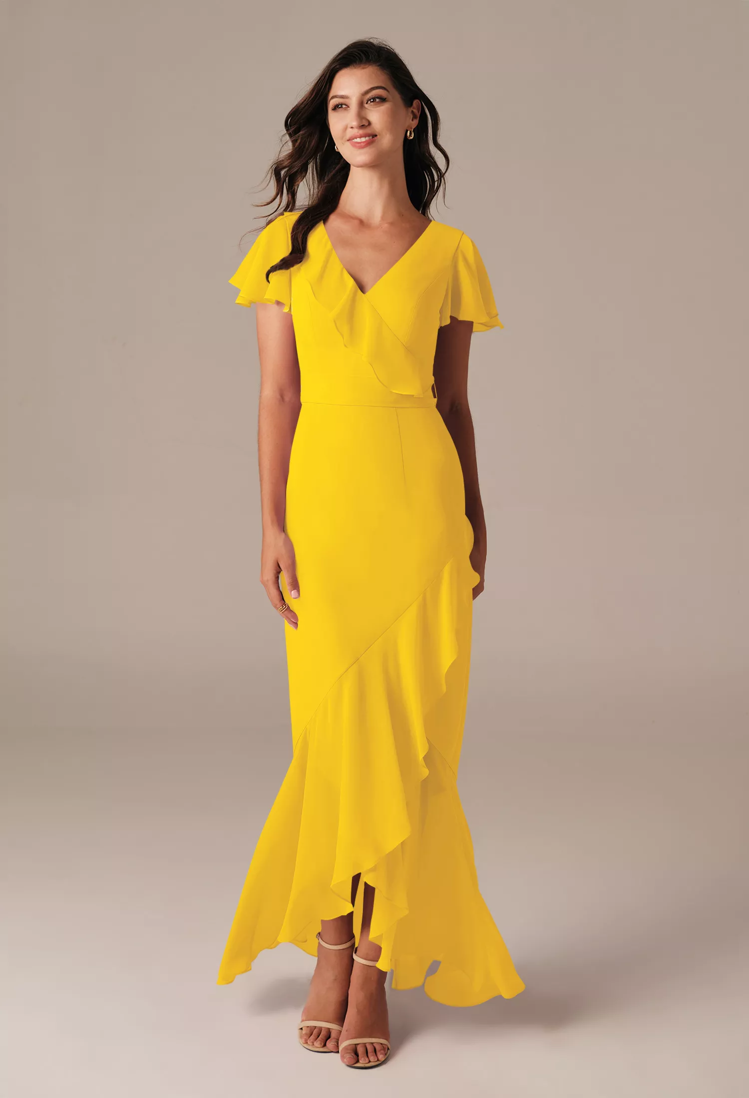 Mustard Yellow Cocktail Wedding Guest Dresses | AW.Bridal