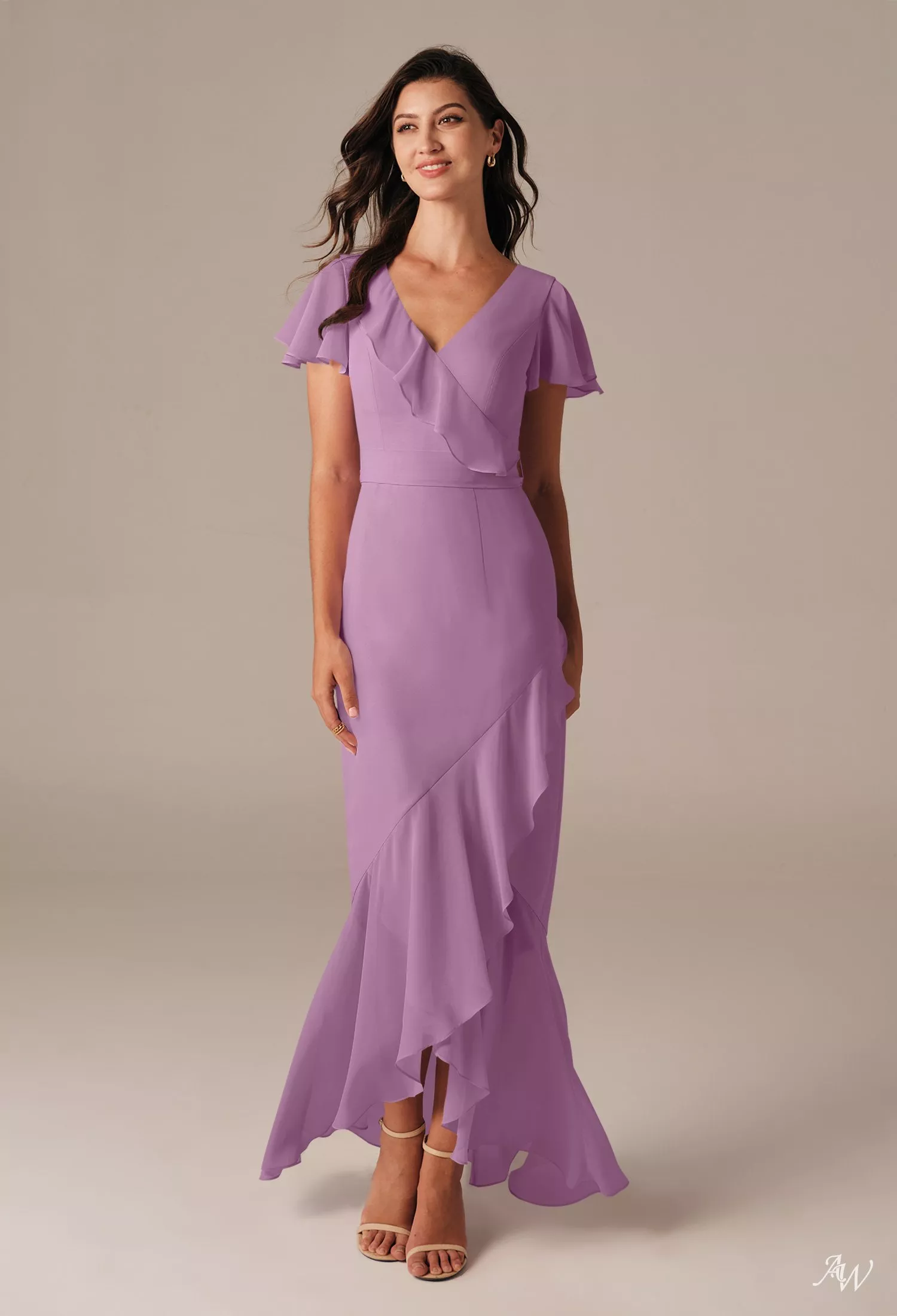 orchid bridesmaid dresses Orchid Color Bridesmaid Dresses A-Line V-Neck Spaghetti Straps Ruched Chiffon Bridesmaid Dresses With Slit