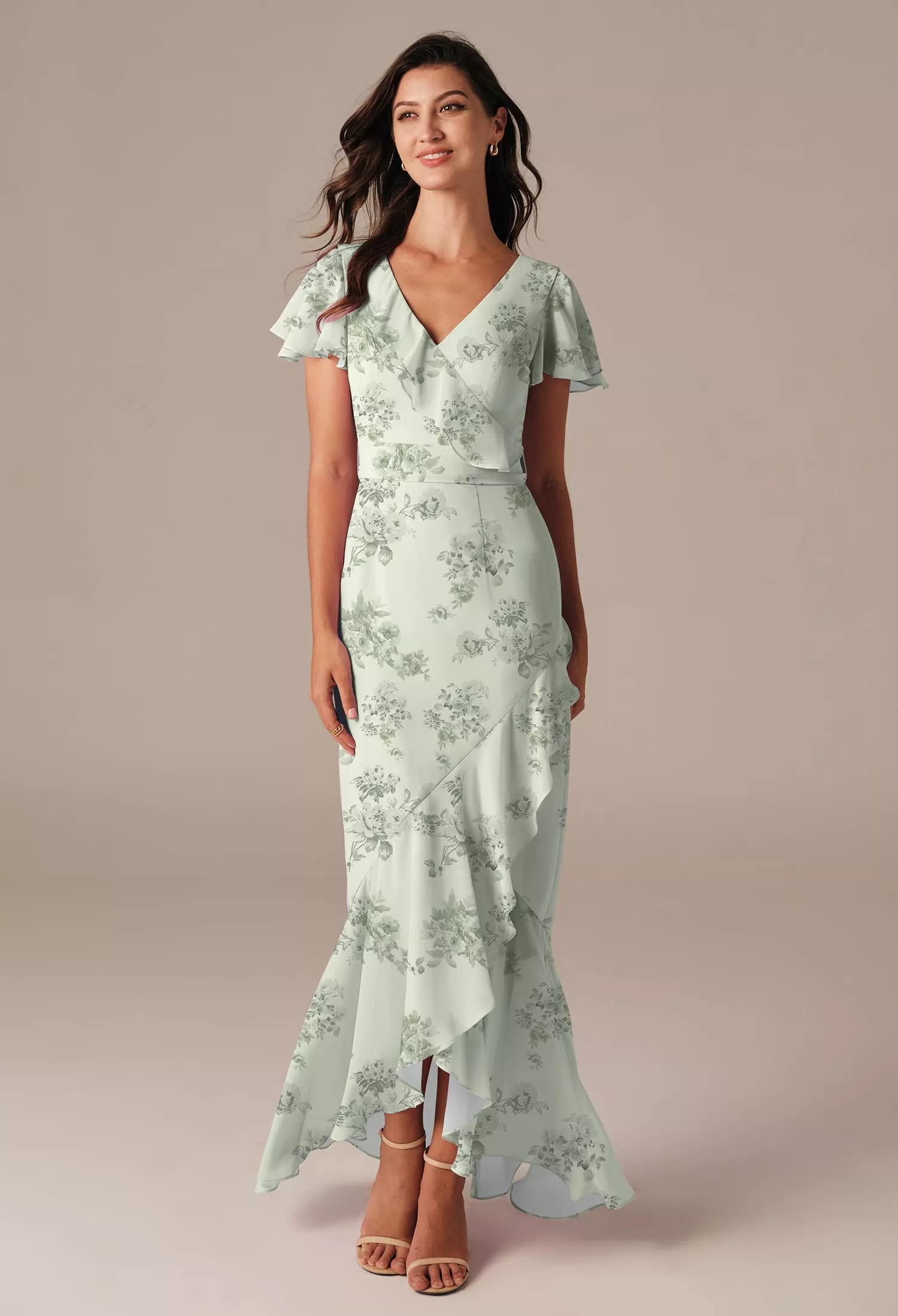 Pistachio Green Penoy, Green Floral Floral Bridesmaid Dresses | AW 