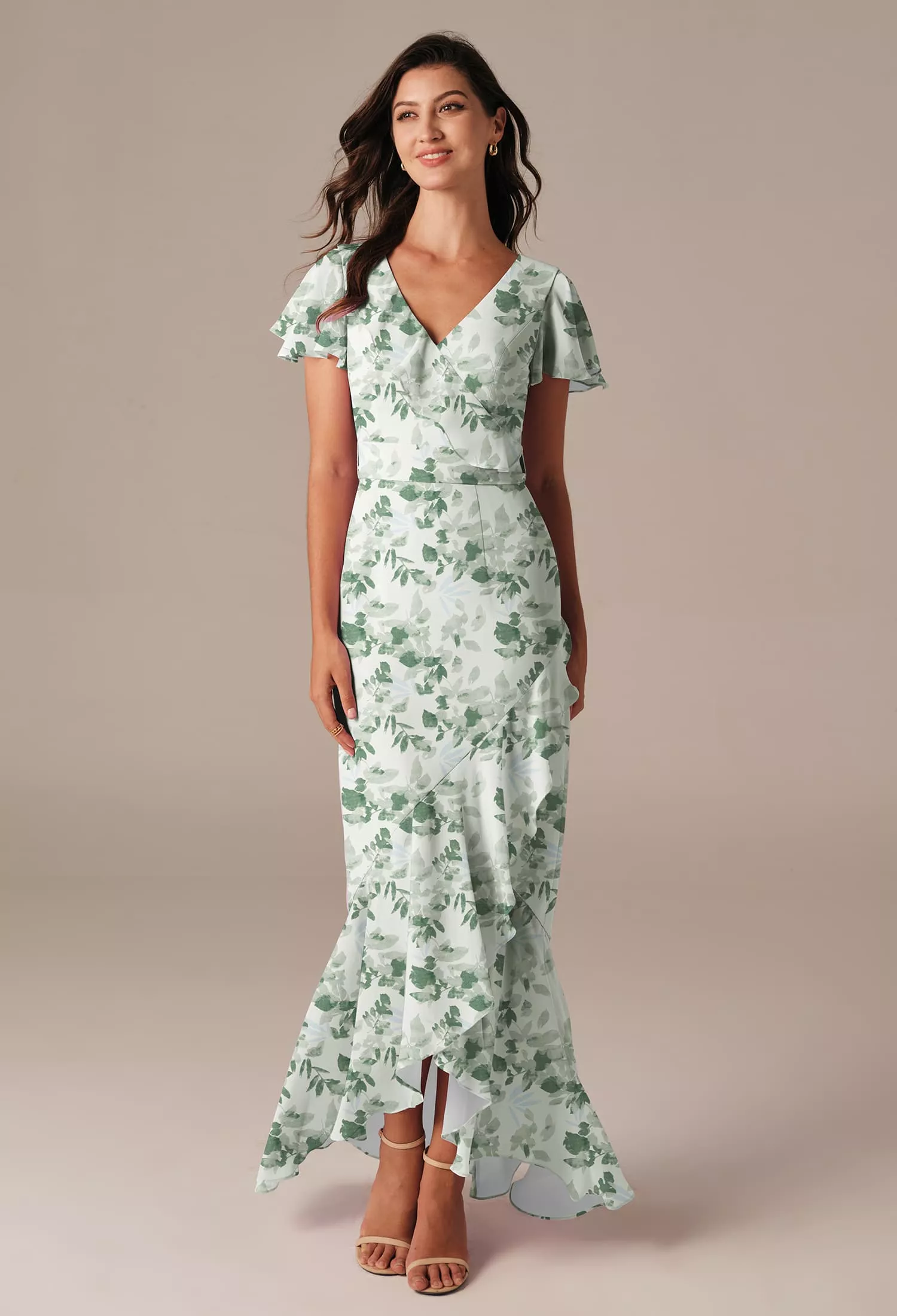 Tea Green Shade, Green Floral Bridesmaid Dresses | AW.Bridal