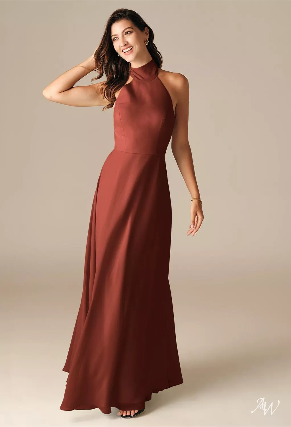 green emerald velvet dress BABARONI Cowl Neck A-Line Dress with Slit Bronzer Plus size, Bronzer / US18 main image 0