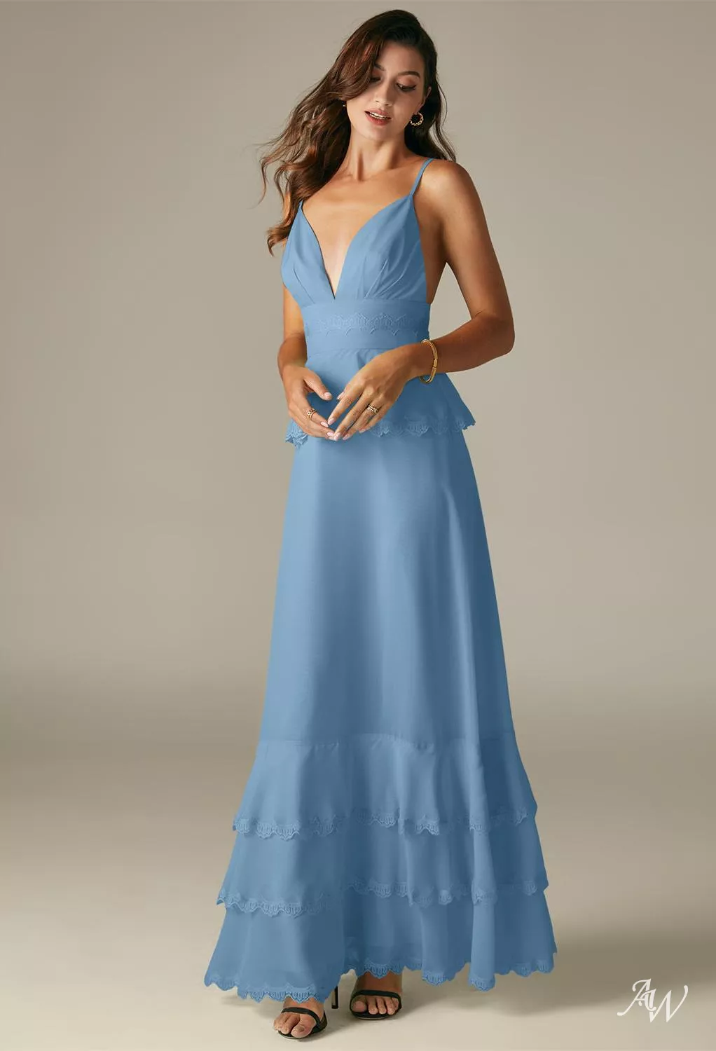 AW Khanum Dusty Blue Bridesmaid Dresses | AW.Bridal