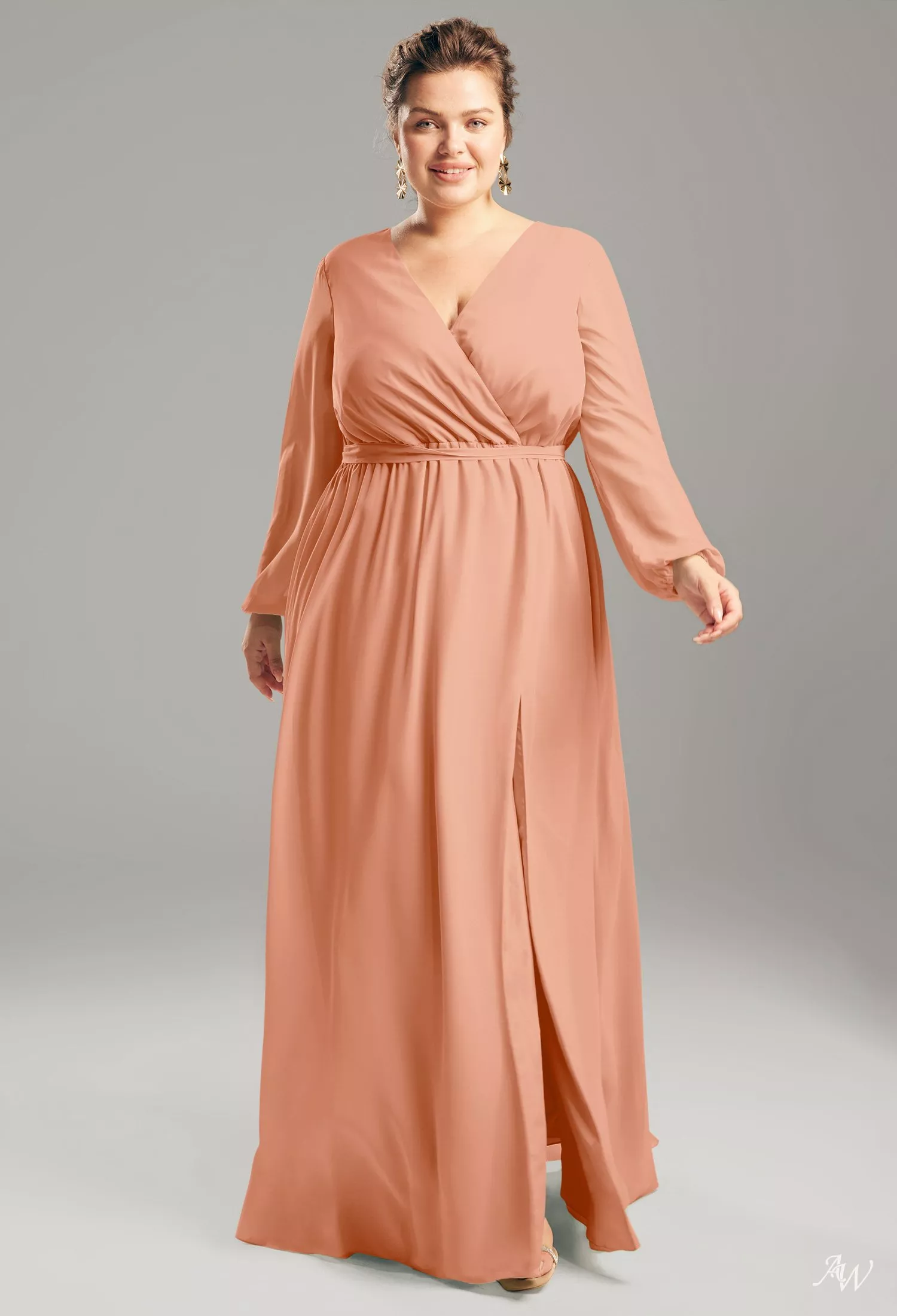 AW Adelle Peach Pink Bridesmaid Dresses | AW.Bridal
