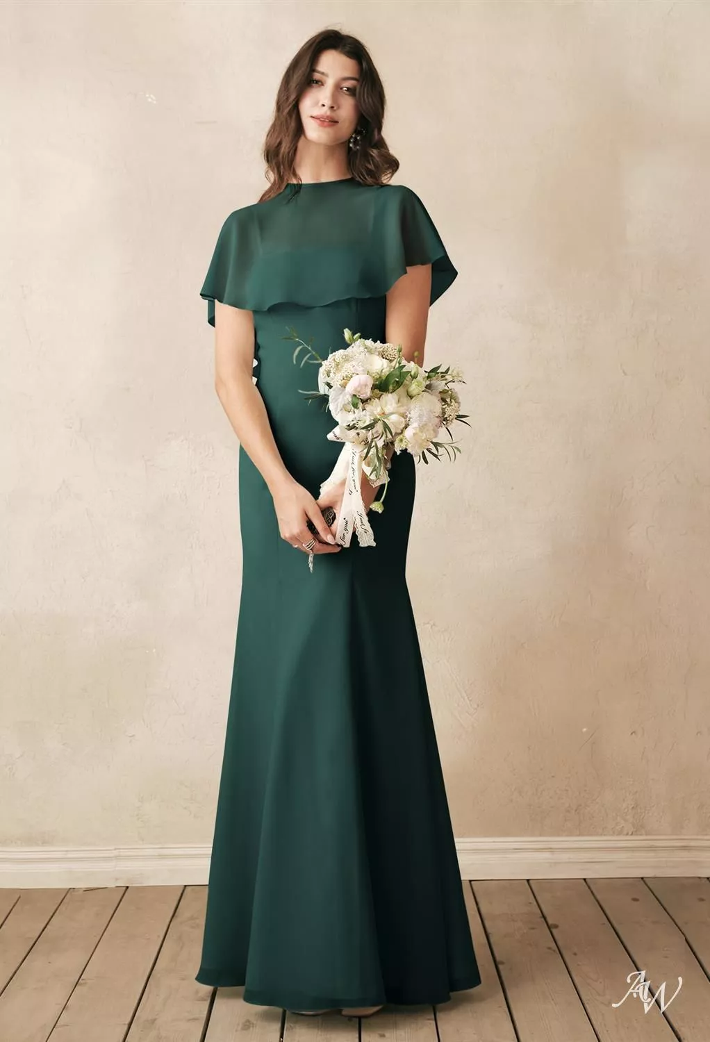 AW.Bridal Mermaid Square Neckline Floor Length Sleeveless Spaghetti Straps Long Bridesmaid Dresses Dress Dark Emerald Size 18